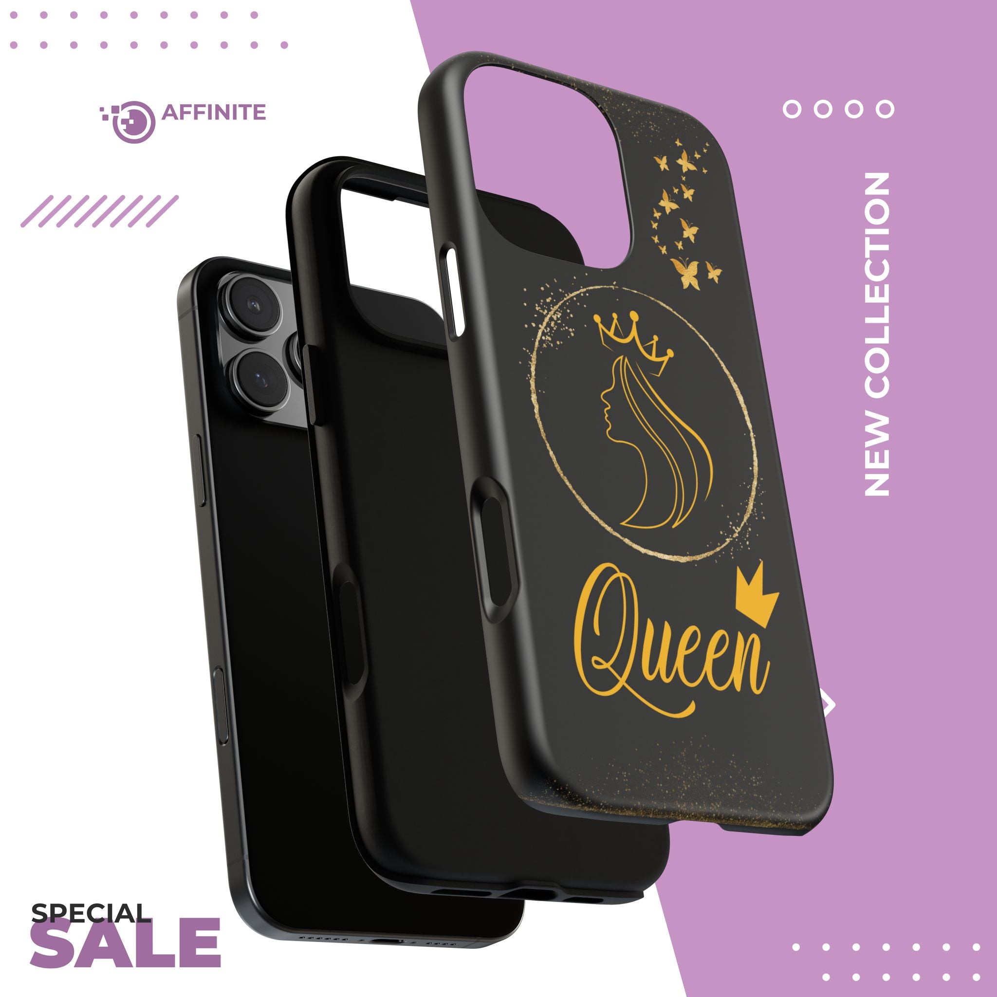 Tough Case Queen Phone Case – Matte & Glossy Crown Design for iPhone, Samsung & Pixel