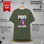 T-Shirt T Shirt Drawing - Dog Lover Graphic Tee (Unisex Cotton) Military Green