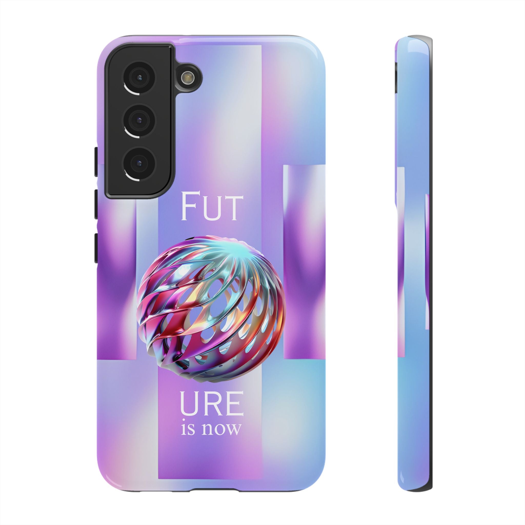 Futuristic Gradient Tough Case – 'Future is Now' 3D Design | Shockproof & UV Protected