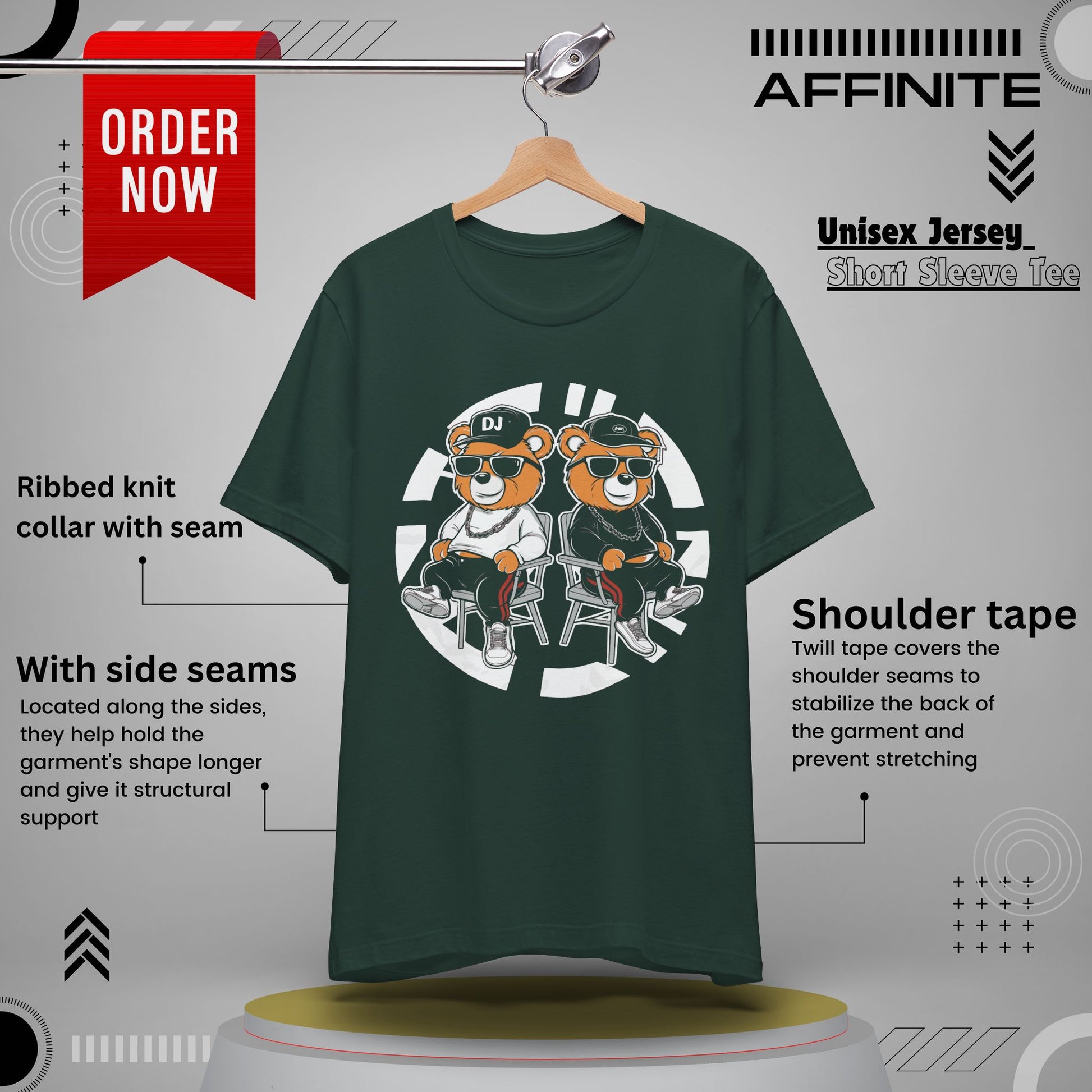 T-Shirt Awesome Bear T-Shirt - Fun Graphic Unisex Tee for Teen & Adults (100% Cotton) Forest