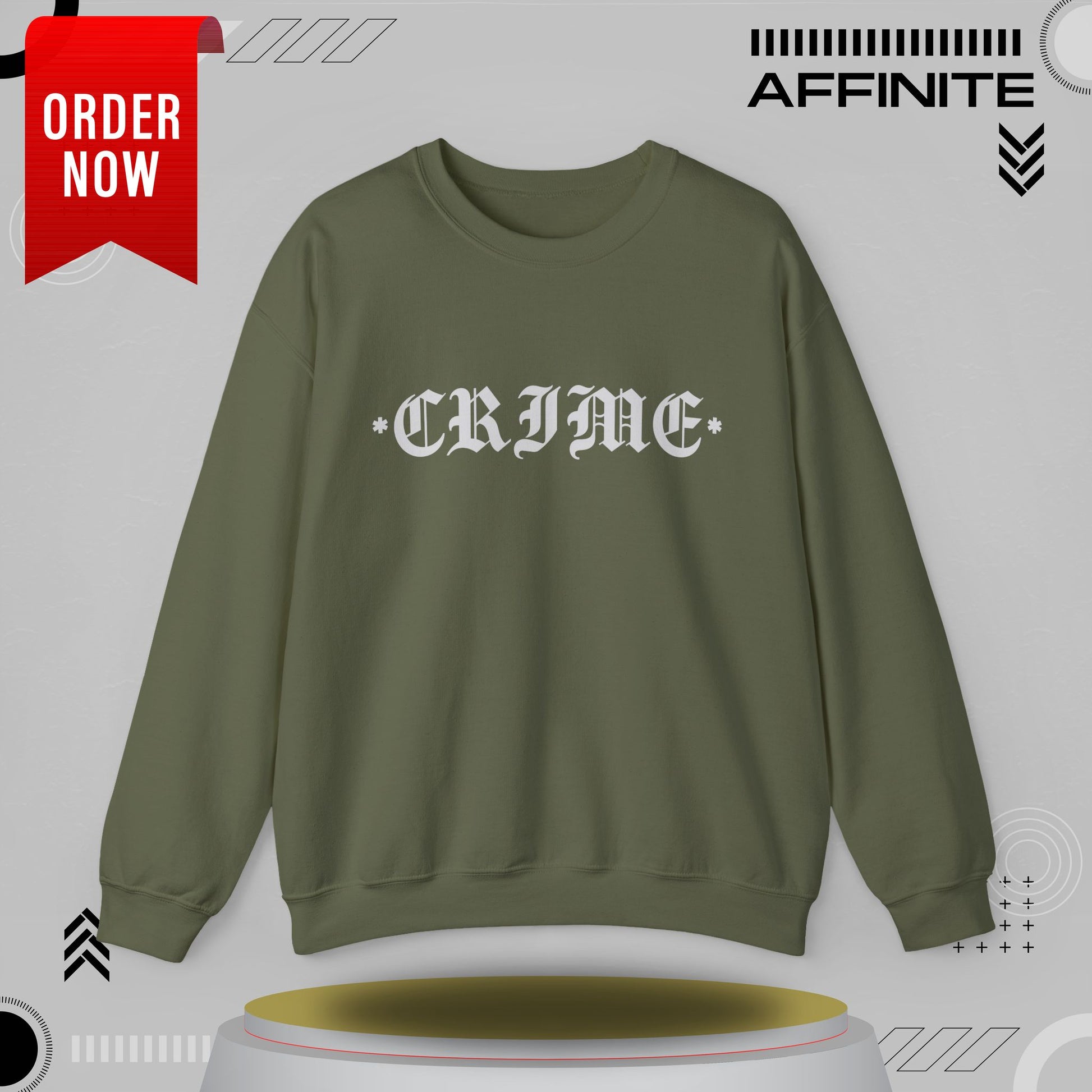 Sweatshirt CRIME Graphic Sweatshirt - Unisex Heavy Blend Crewneck (Cotton/Polyester) Military Green