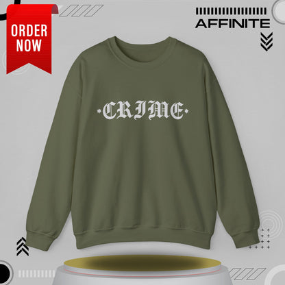 Sweatshirt CRIME Graphic Sweatshirt - Unisex Heavy Blend Crewneck (Cotton/Polyester) Military Green