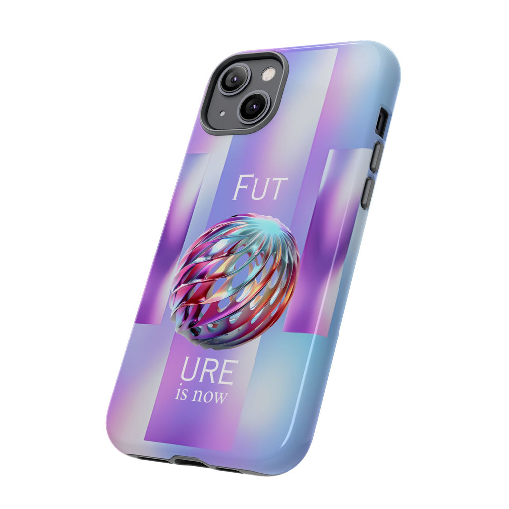 Futuristic Gradient Tough Case – 'Future is Now' 3D Design | Shockproof & UV Protected