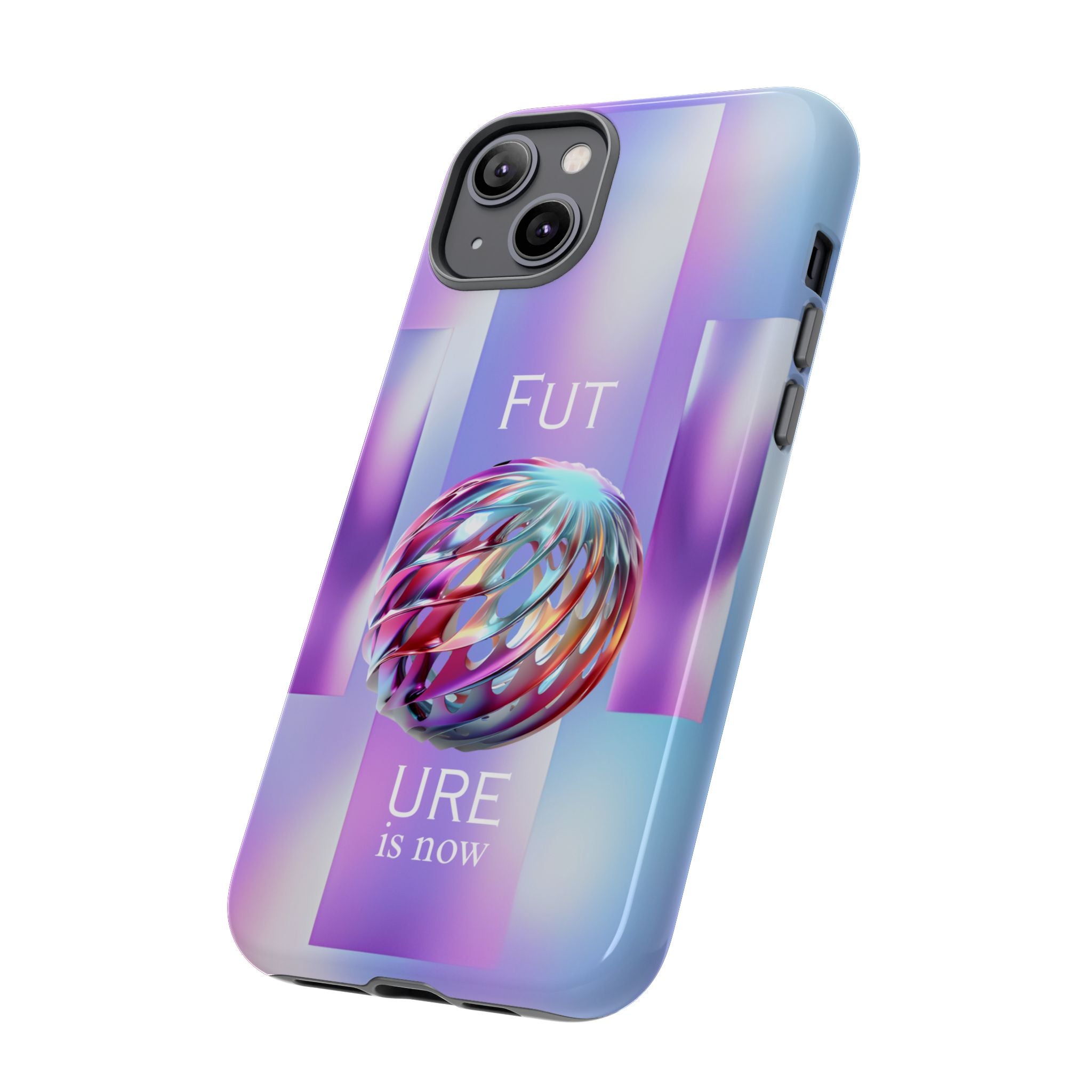 Futuristic Gradient Tough Case – 'Future is Now' 3D Design | Shockproof & UV Protected