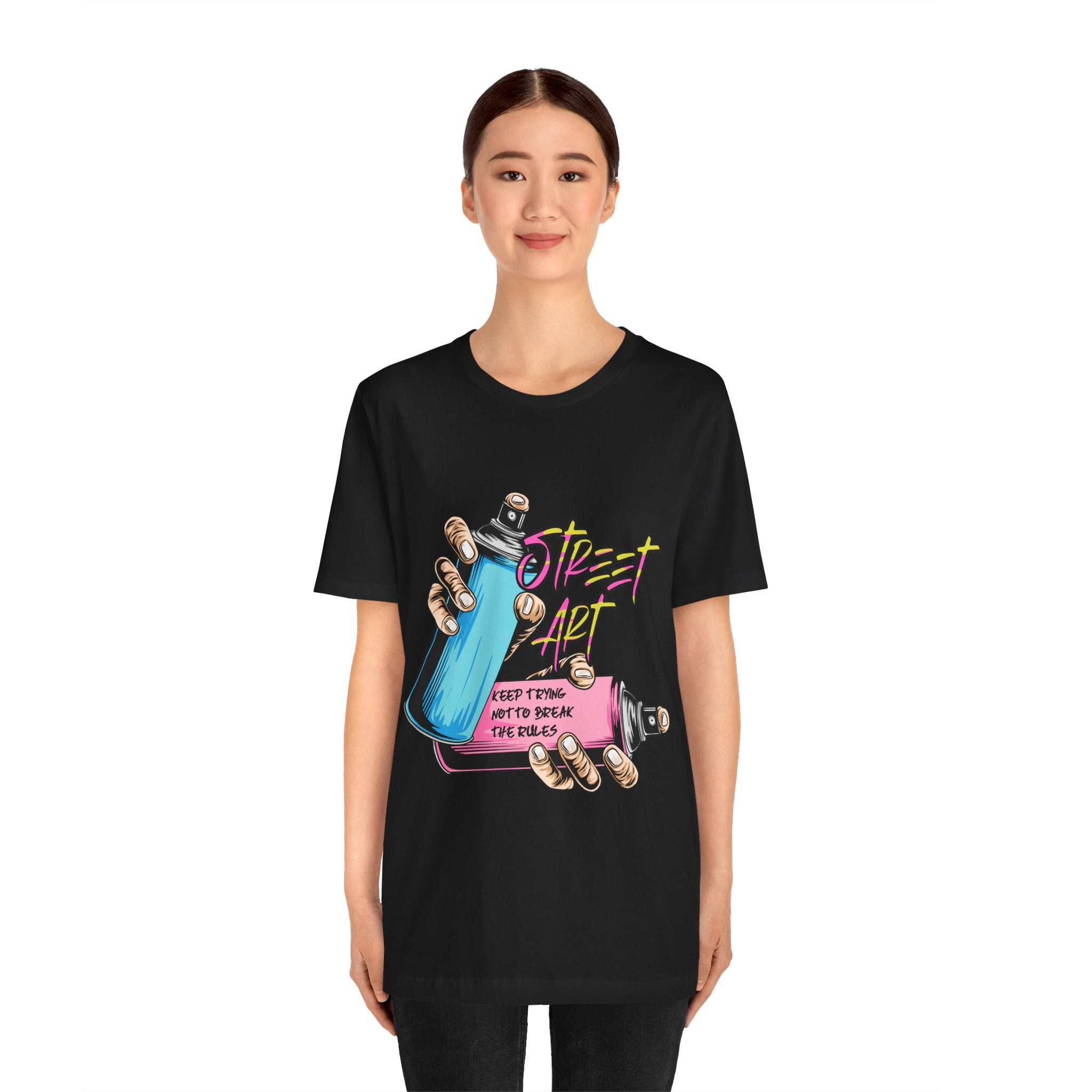 Street Art Graphic Tee – Keep Trying Motivational Unisex Shirt | Soft Cotton for Artists & Rebels