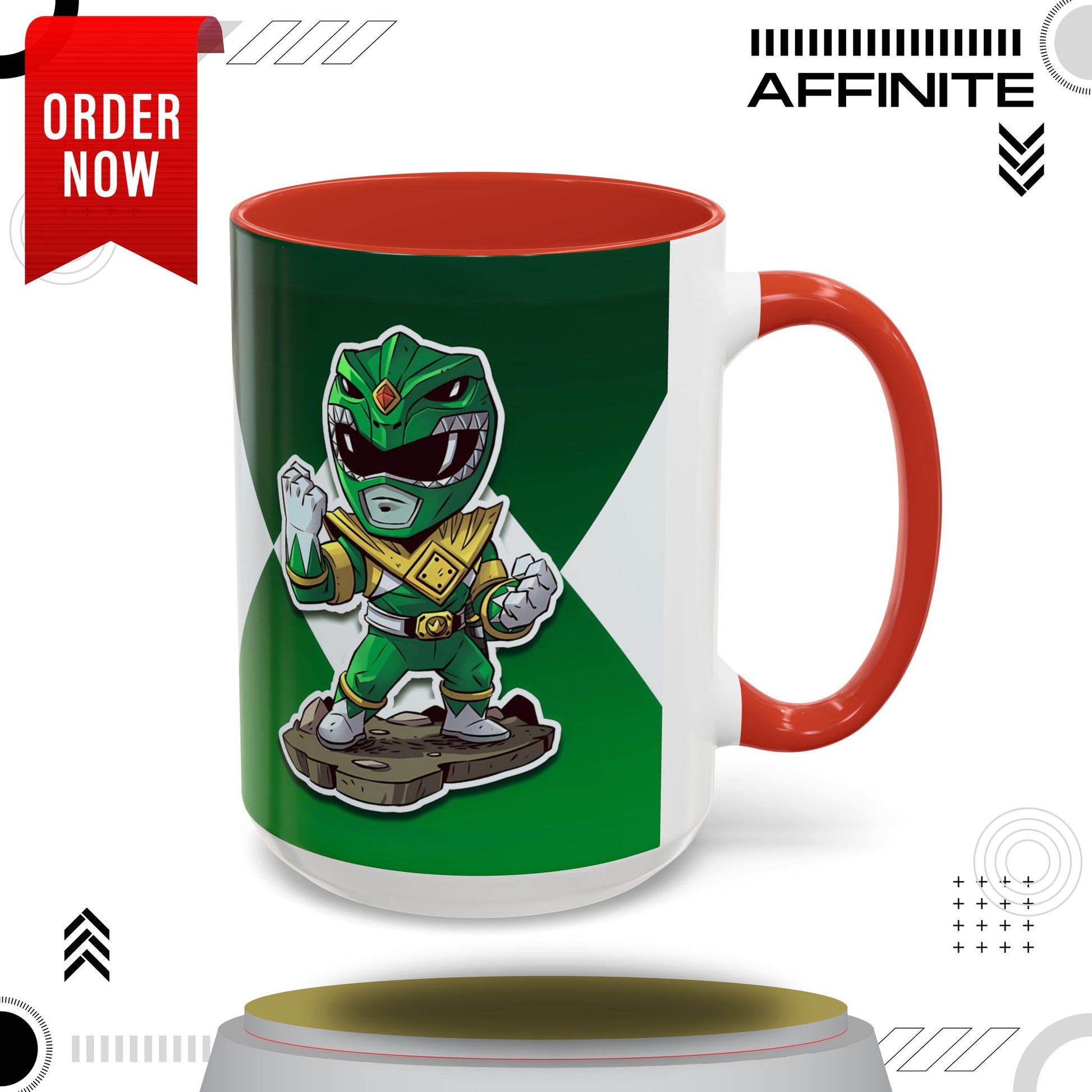 Mug Green Ranger Mug – 11oz & 15oz Mighty Morphin Power Rangers Ceramic Cup 15oz Red