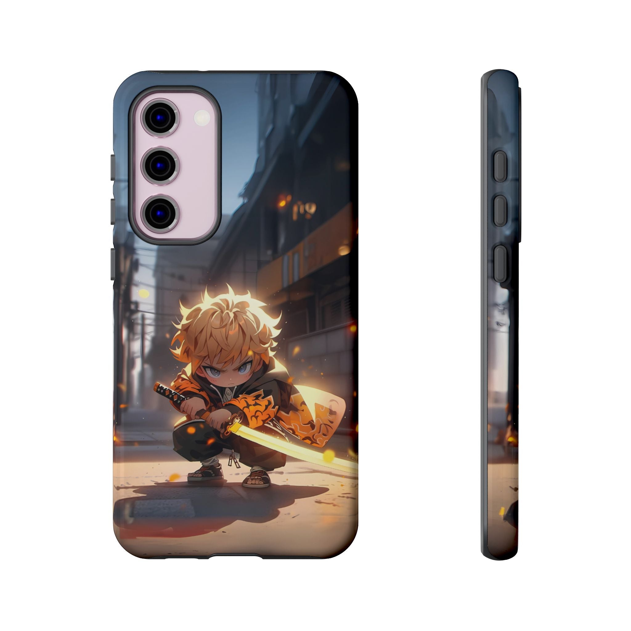 Chibi Zenitsu Lightning Tough Phone Case – Anime Protective Case for iPhone & Samsung, UV Resistant, Durable & Stylish