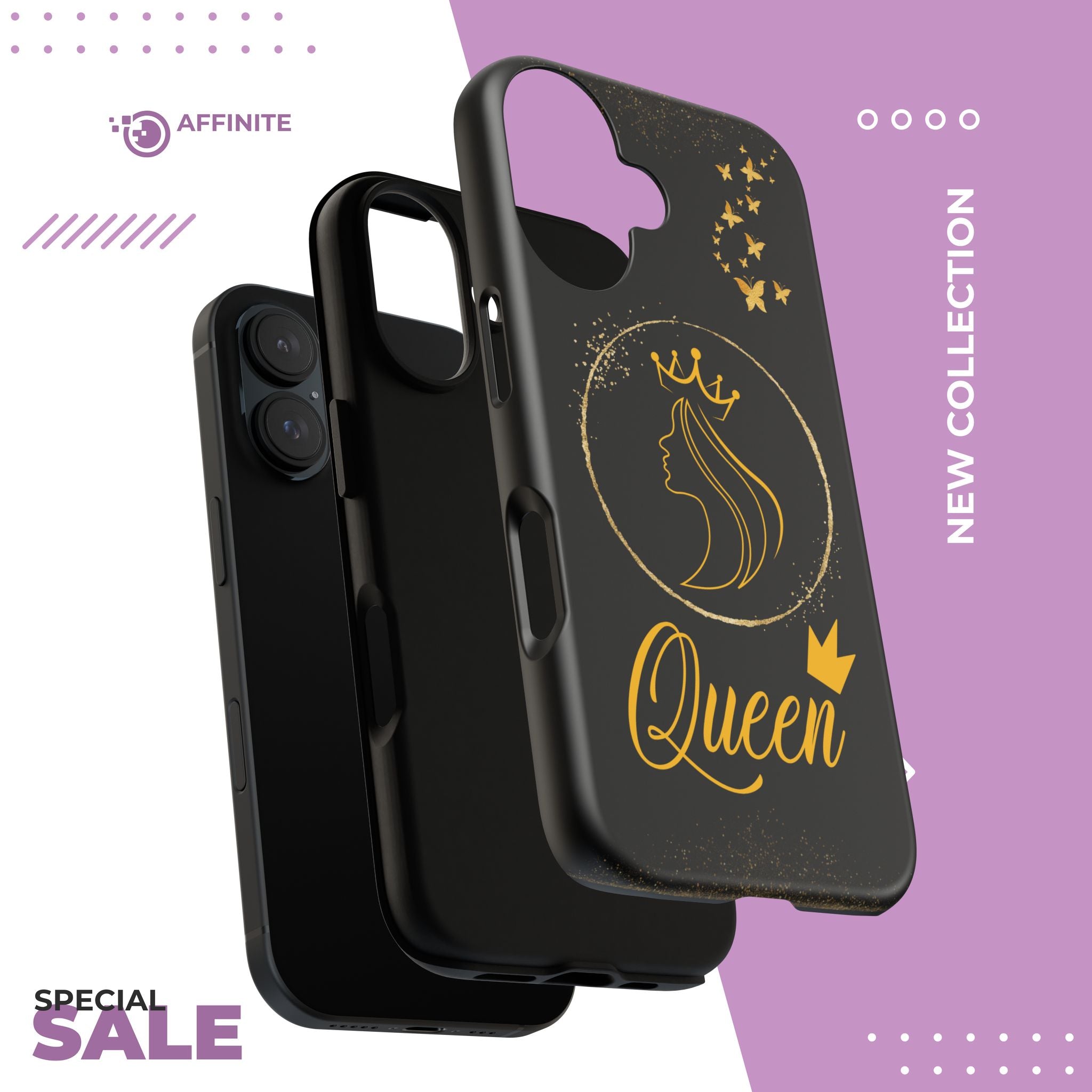 Tough Case Queen Phone Case – Matte & Glossy Crown Design for iPhone, Samsung & Pixel