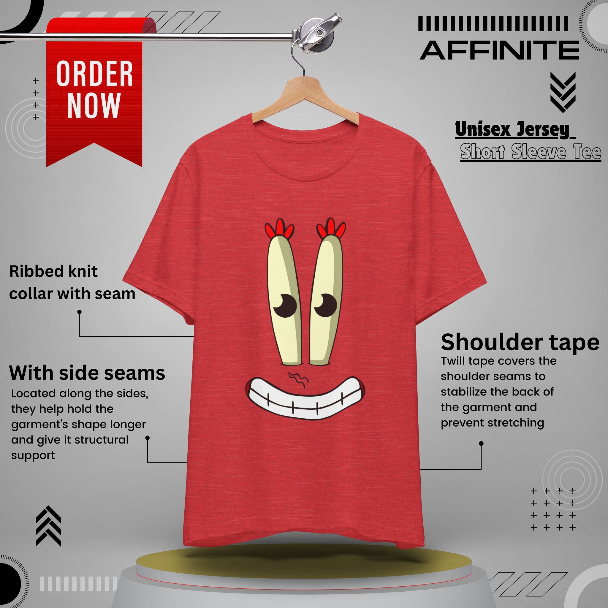 T-Shirt Cartoon Clothing - Spongebob Graphic Tee (Patrick & Mr. Krab) Heather Red