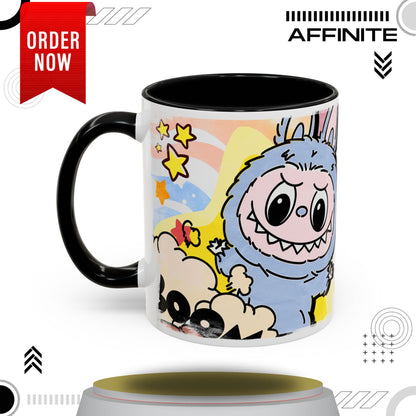 Mug Lazy Yoga Cartoon Labubu Accent Coffee Mug - Fun and Whimsical Design for Coffee Lovers 11oz Black