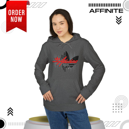 Hoodie Fleece Hoodie - T rendy Adidas Unisex Streetwear and Lounge Wear Dark Grey Heather