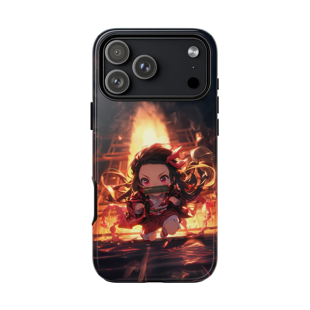 Chibi Nezuko Kamado Tough Phone Case – Anime Protective Case for iPhone & Samsung, UV Resistant, Durable & Stylish