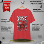T-Shirt Deadpool T-Rex Unisex Jersey Tee - Fun Graphic T-Shirt for Comic Fans - Jurassic Chichanga Heather Red
