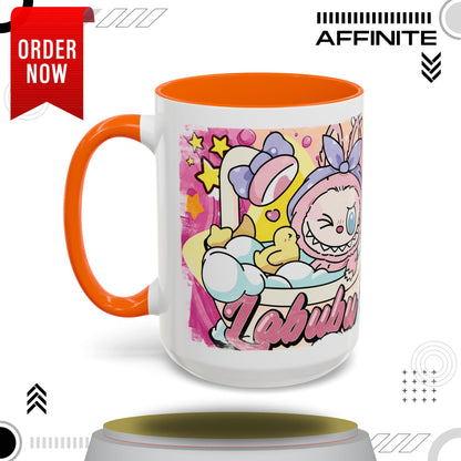Mug Lazy Yoga Labubu Accent Coffee Mug - Fun & Playful Design for Relaxation 15oz Orange