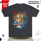 T-Shirt Cotton Graphic Tee - Fearless Tiger Tri-Blend Crew (Unisex) Tri-Blend Vintage Navy