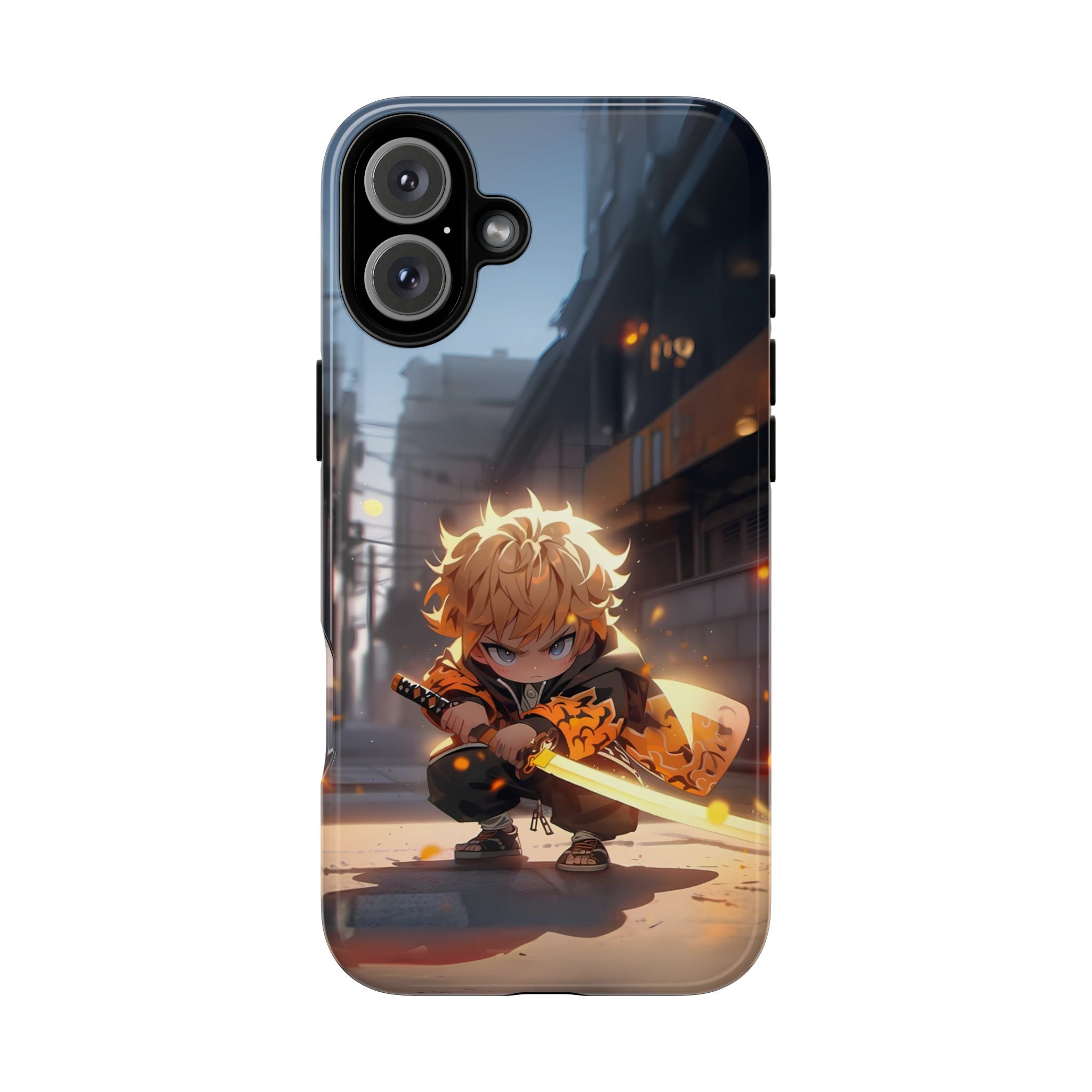 Chibi Zenitsu Lightning Tough Phone Case – Anime Protective Case for iPhone & Samsung, UV Resistant, Durable & Stylish