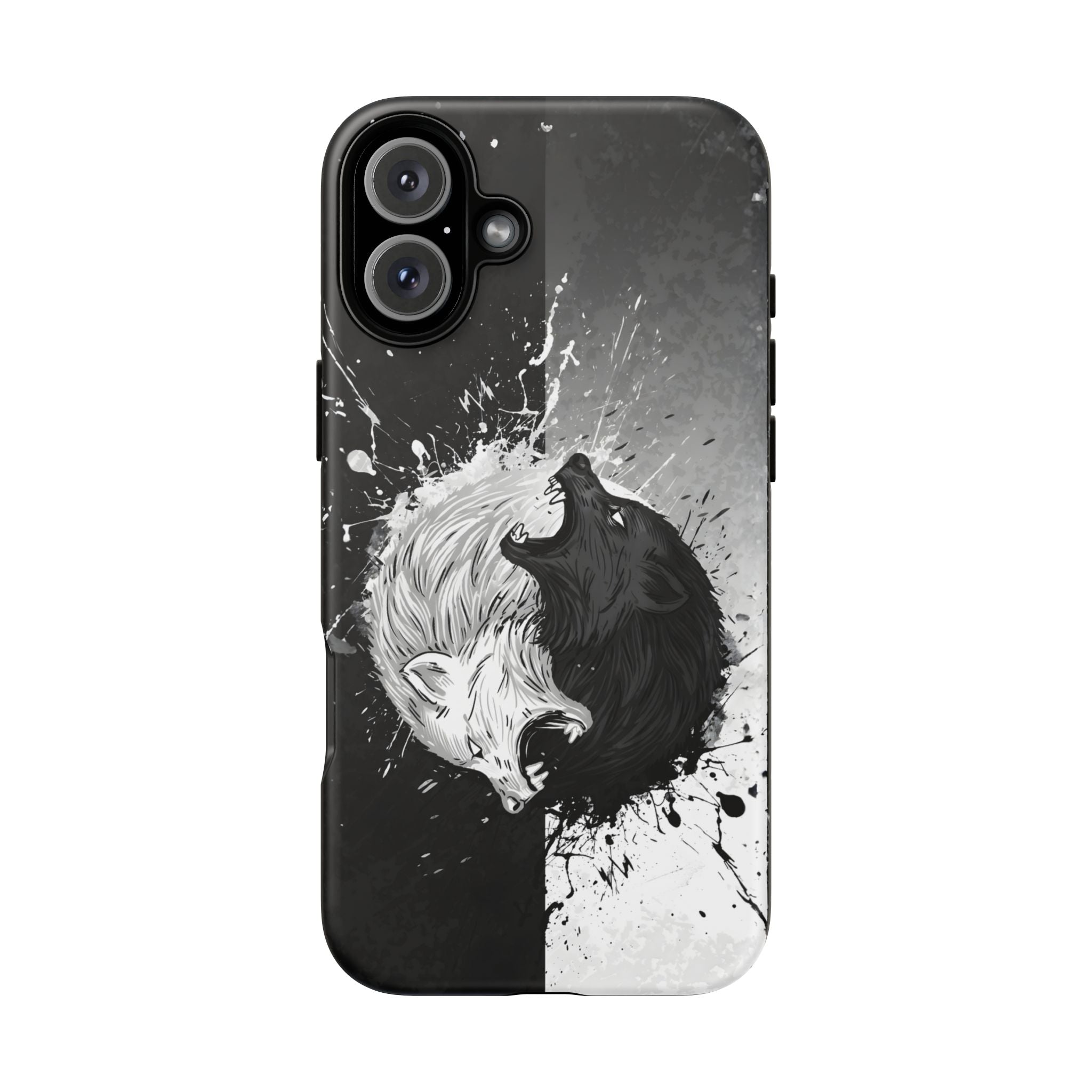 Yin Yang Wolf Phone Case - Dual Layer Protective Cover iPhone 16 Plus Matte Tough Cases