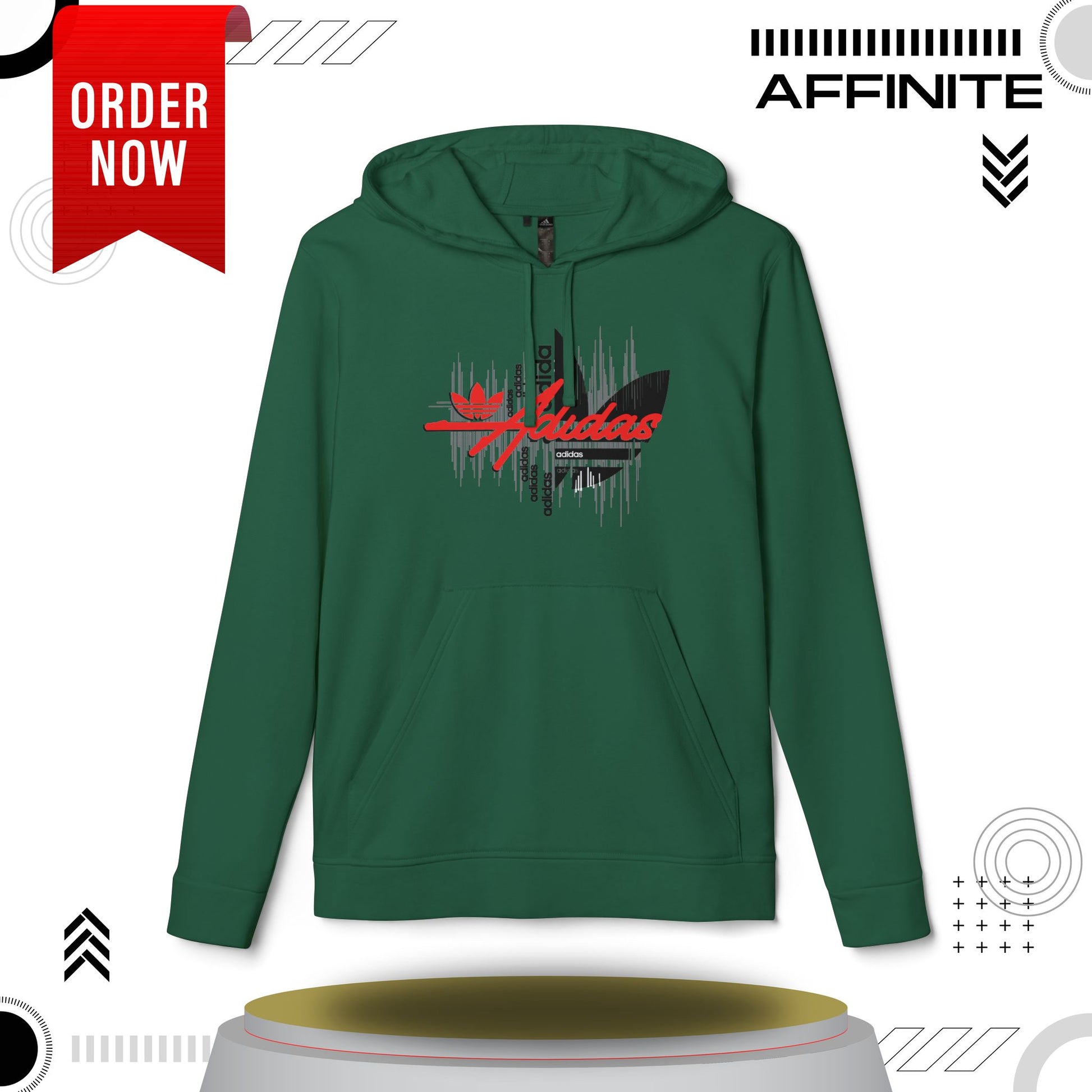 Hoodie Fleece Hoodie - T rendy Adidas Unisex Streetwear and Lounge Wear Collegiate Green