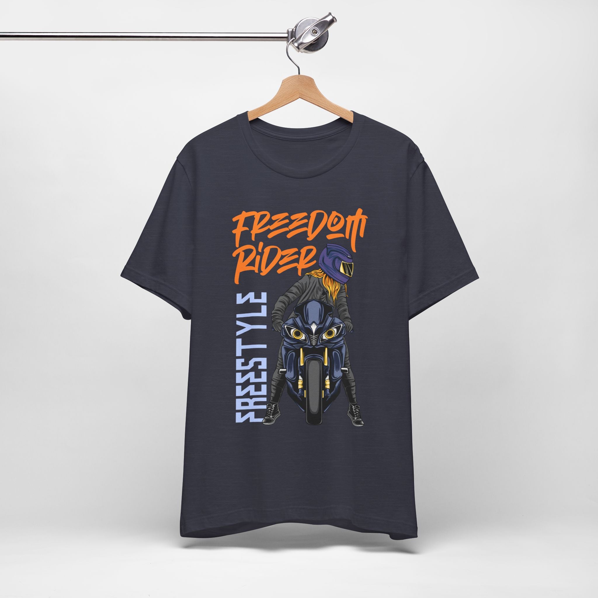 Biker T-Shirt for Men – Freedom Rider Motorcycle Graphic Tee | Unisex Cotton Short Sleeve