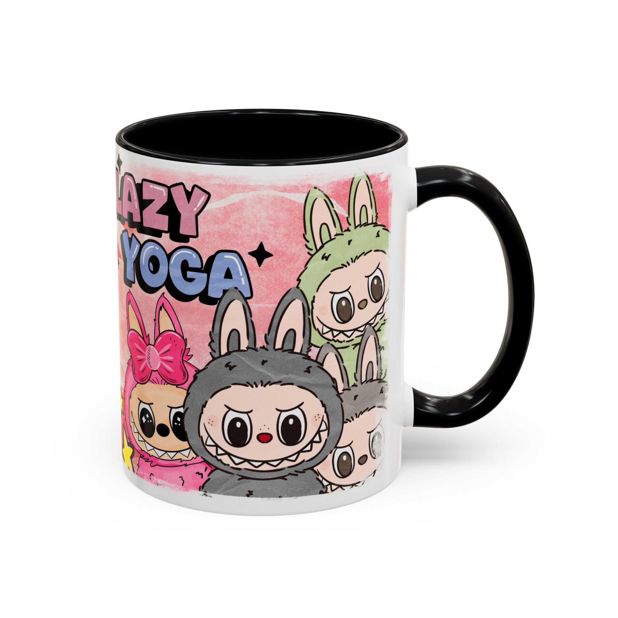 Lazy Yoga Labubu Cartoon Accent Coffee Mug - Fun and Playful Design for Coffee Lovers