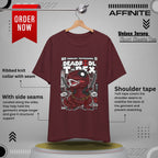 T-Shirt Deadpool T-Rex Unisex Jersey Tee - Fun Graphic T-Shirt for Comic Fans - Jurassic Chichanga Maroon