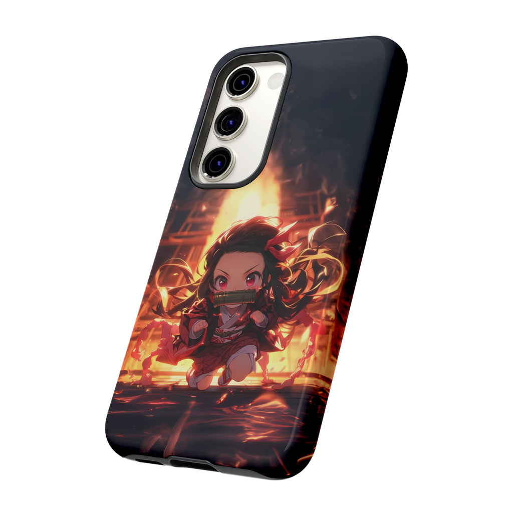 Chibi Nezuko Kamado Tough Phone Case – Anime Protective Case for iPhone & Samsung, UV Resistant, Durable & Stylish
