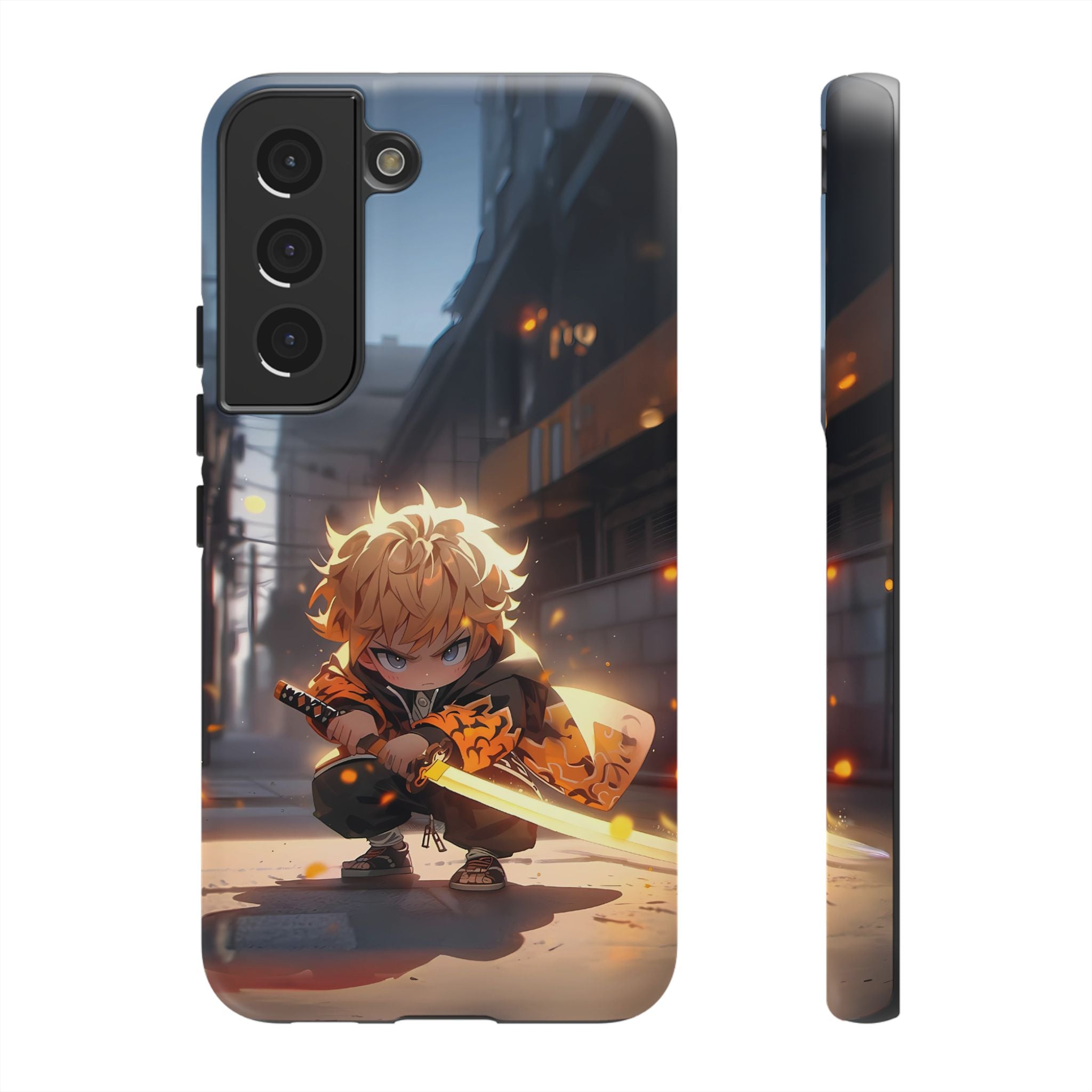 Chibi Zenitsu Lightning Tough Phone Case – Anime Protective Case for iPhone & Samsung, UV Resistant, Durable & Stylish
