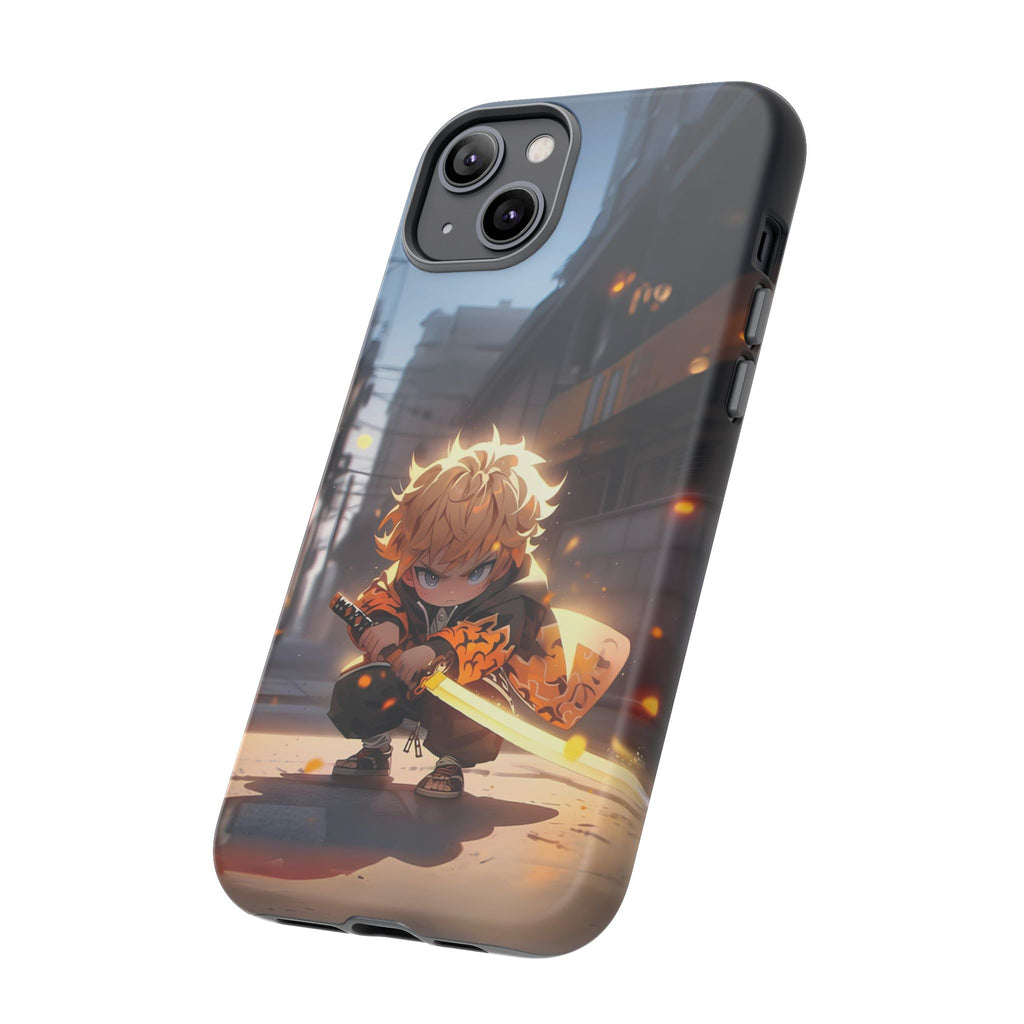 Chibi Zenitsu Lightning Tough Phone Case – Anime Protective Case for iPhone & Samsung, UV Resistant, Durable & Stylish