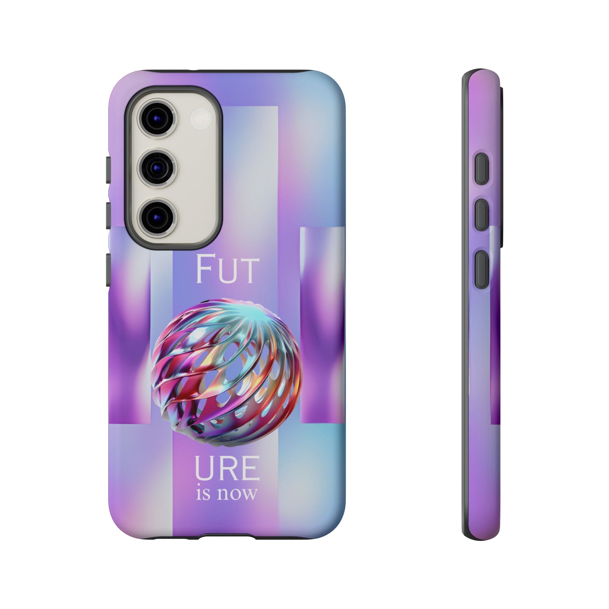 Futuristic Gradient Tough Case – 'Future is Now' 3D Design | Shockproof & UV Protected