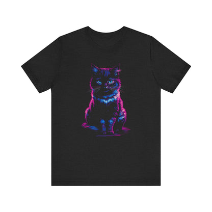 T-Shirt Neon Cat T-Shirt - Vibrant Unisex Tee for Cat Lovers (100% Cotton) Solid Black Blend