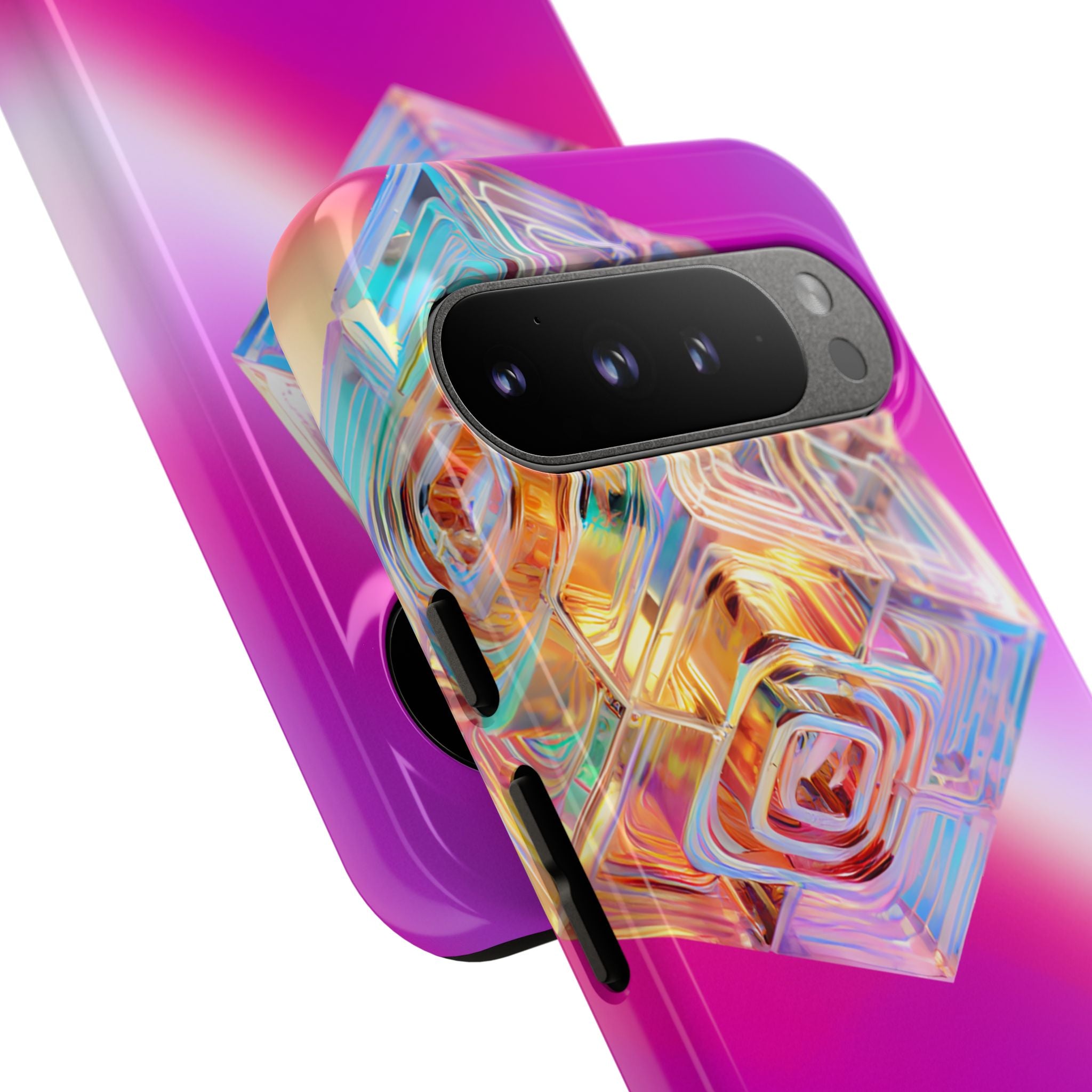 Vibrant 3D Cube Phone Case - Colorful Gradient Art for iPhone, Samsung & Pixel