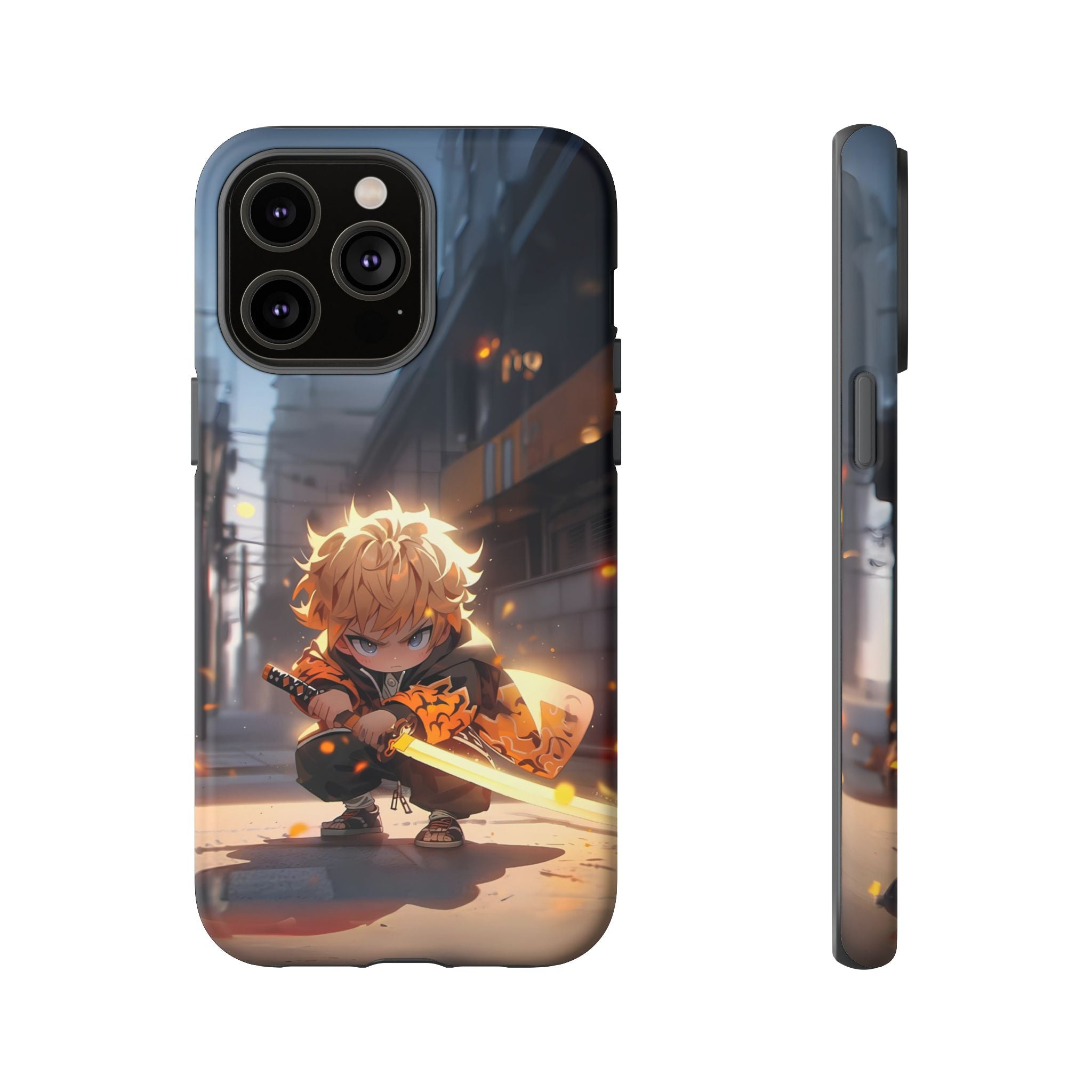 Chibi Zenitsu Lightning Tough Phone Case – Anime Protective Case for iPhone & Samsung, UV Resistant, Durable & Stylish