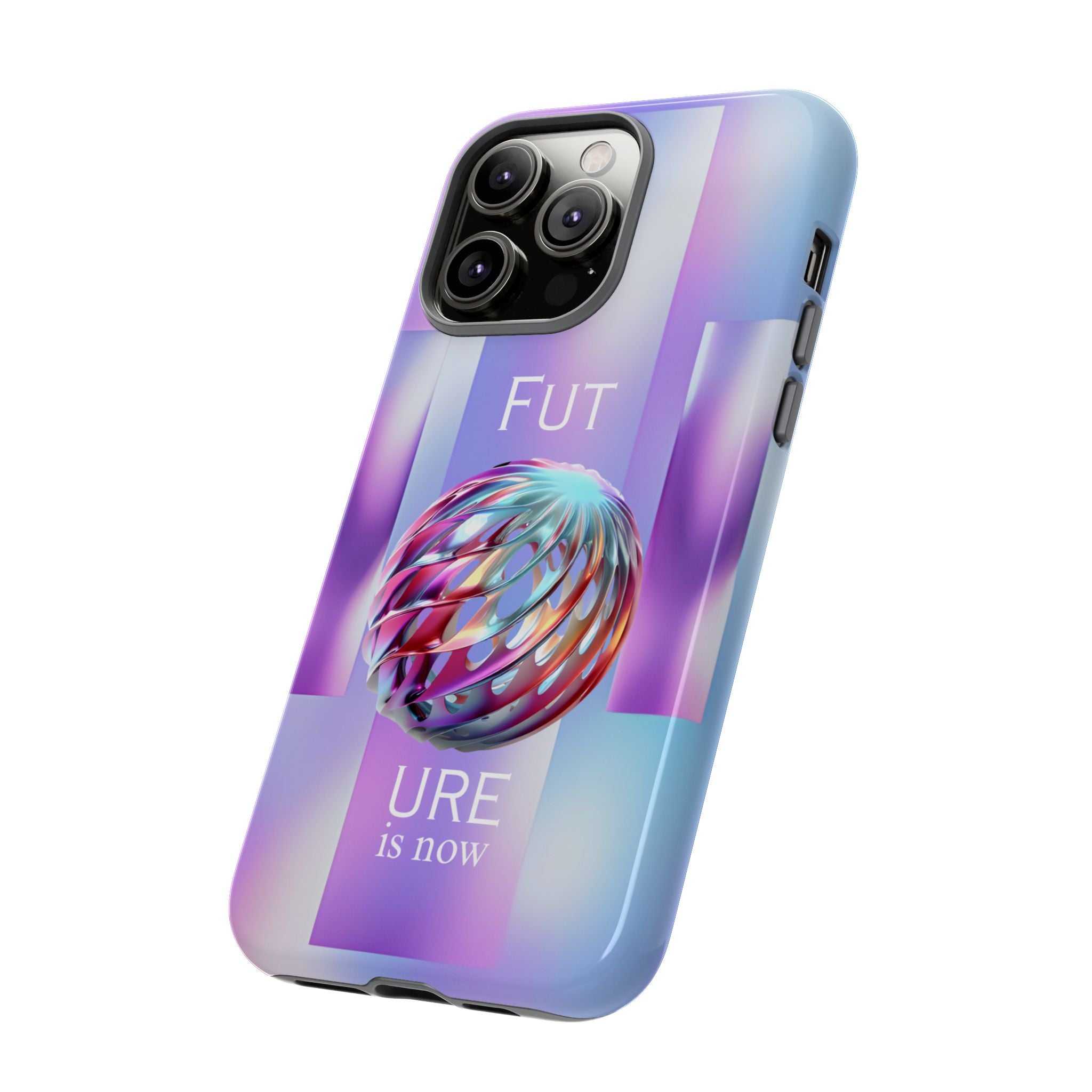 Futuristic Gradient Tough Case – 'Future is Now' 3D Design | Shockproof & UV Protected