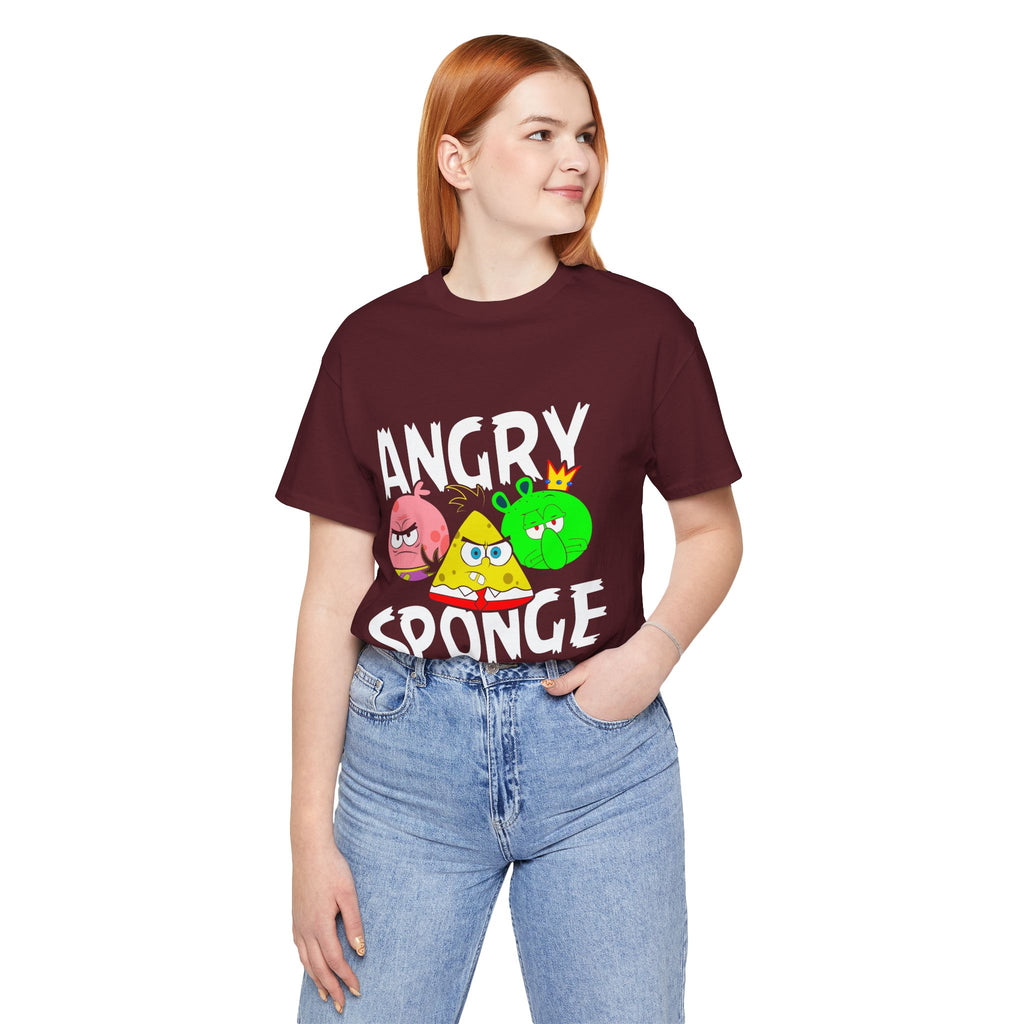 Funny Graphic Tee, Angry Sponge T-Shirt, Unisex Cartoon Shirt, Gift for Gamers, Casual Wear, Holiday Apparel