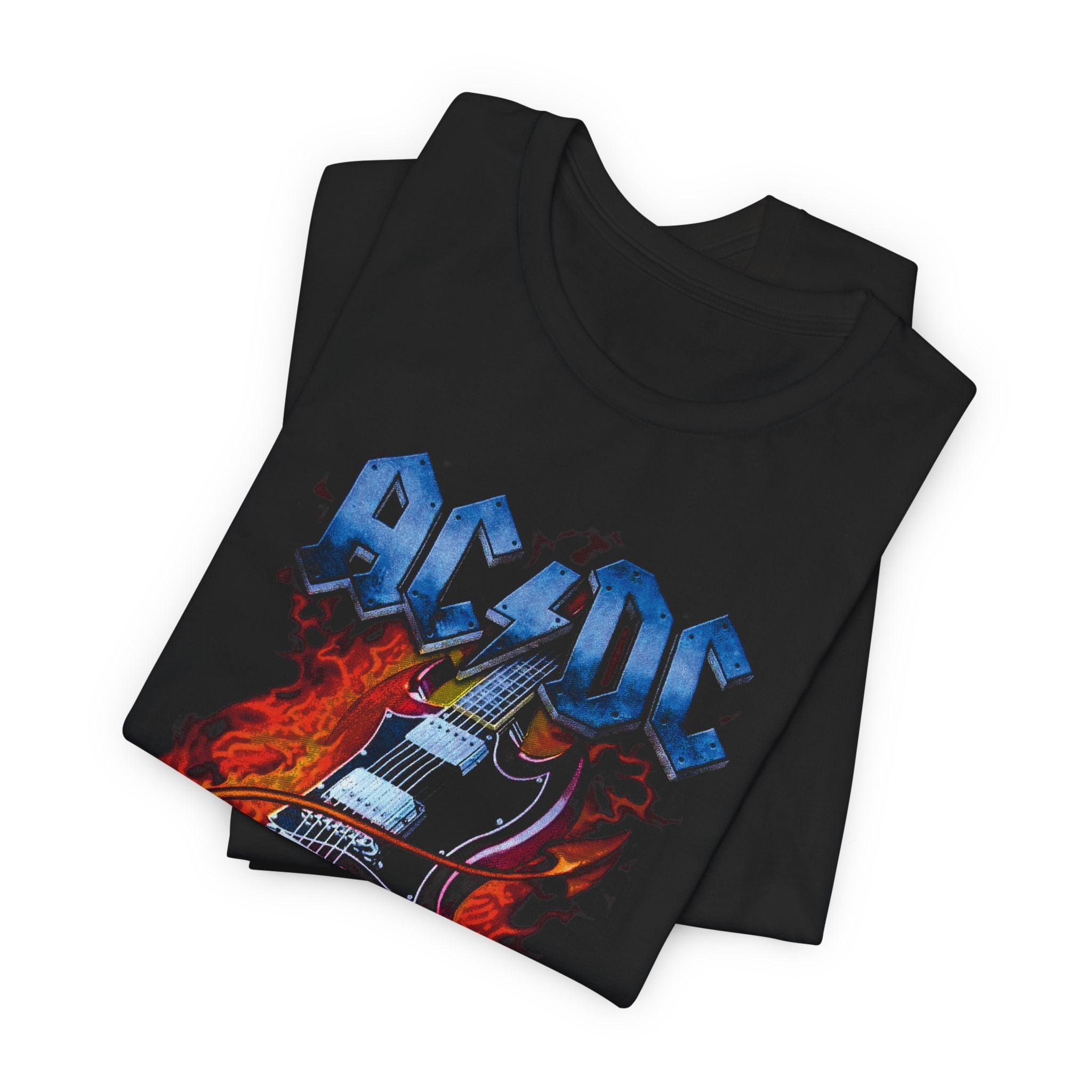 AC/DC Graphic Tee – Rock Band T-Shirt for Fans | Unisex Fit with Flame Guitar Design