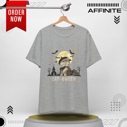 T-Shirt Unisex Halloween Cat Tee Good ‘Cat-oween’ – Perfect for Cat Lovers & Halloween Fans! Athletic Heather