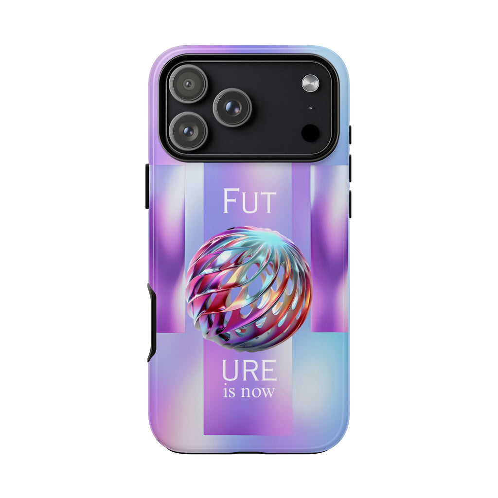 Futuristic Gradient Tough Case – 'Future is Now' 3D Design | Shockproof & UV Protected