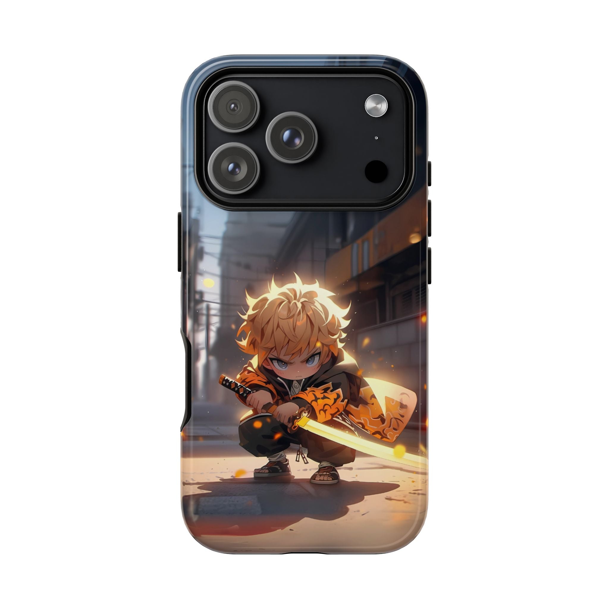 Chibi Zenitsu Lightning Tough Phone Case – Anime Protective Case for iPhone & Samsung, UV Resistant, Durable & Stylish