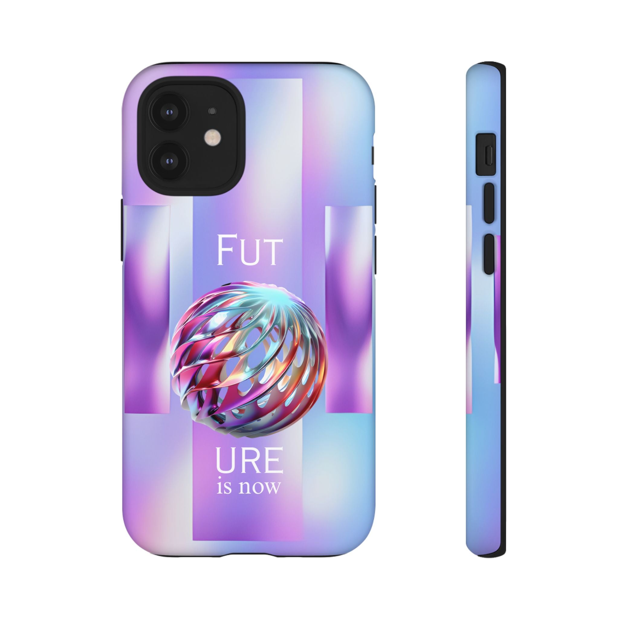 Futuristic Gradient Tough Case – 'Future is Now' 3D Design | Shockproof & UV Protected