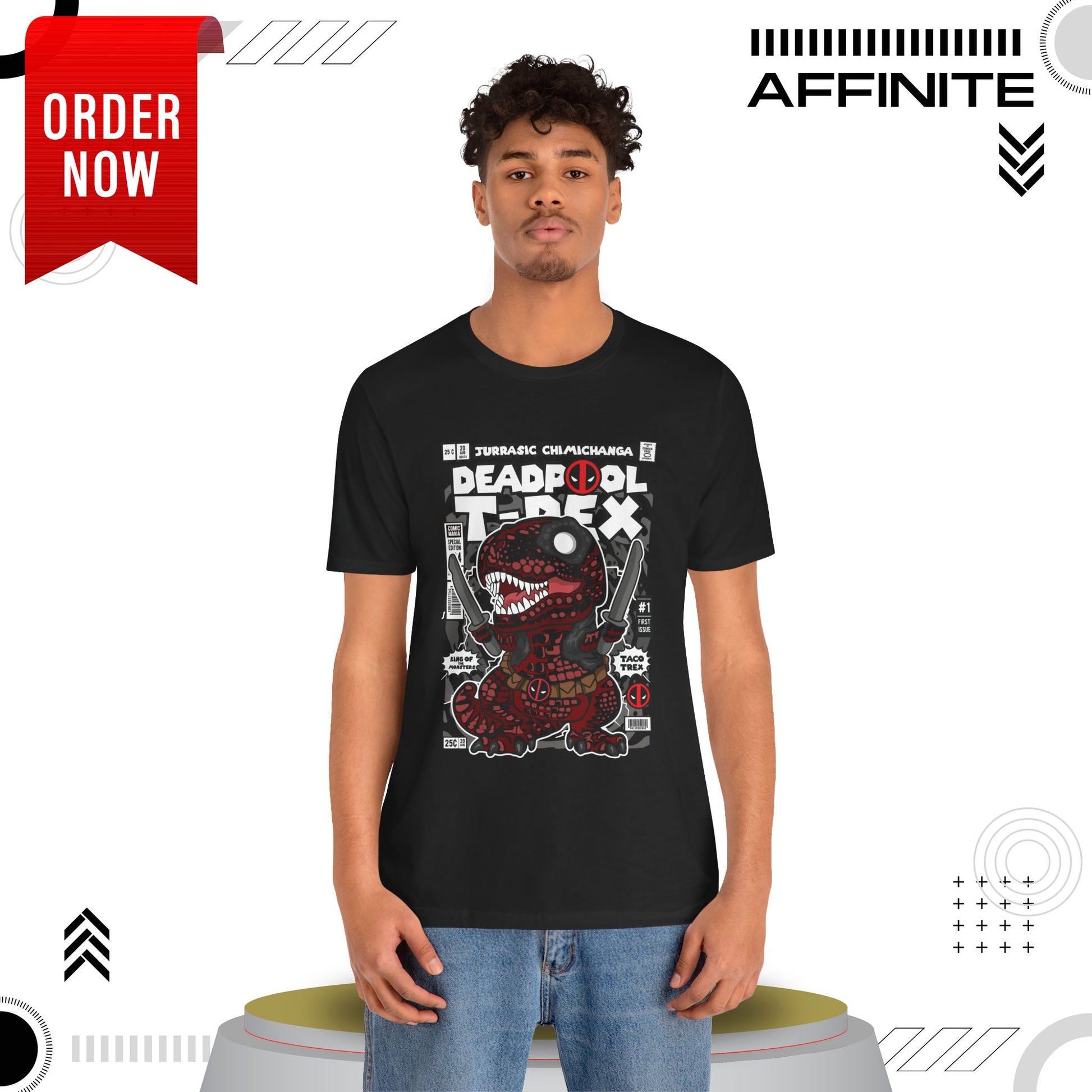 T-Shirt Deadpool T-Rex Unisex Jersey Tee - Fun Graphic T-Shirt for Comic Fans - Jurassic Chichanga