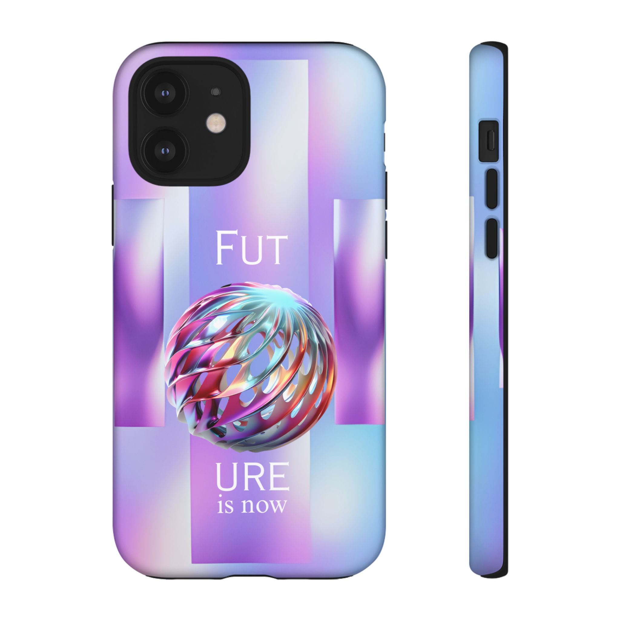 Futuristic Gradient Tough Case – 'Future is Now' 3D Design | Shockproof & UV Protected