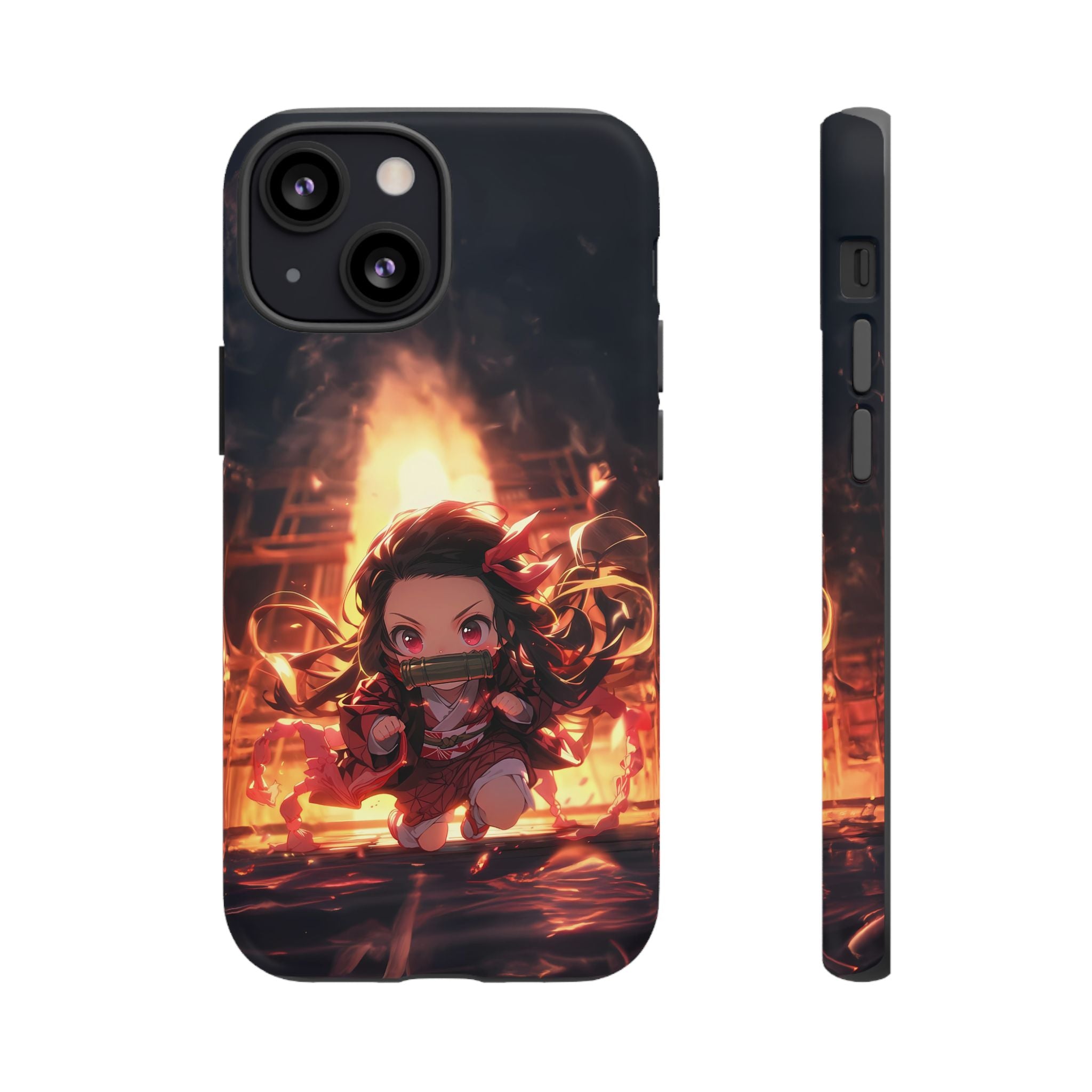 Chibi Nezuko Kamado Tough Phone Case – Anime Protective Case for iPhone & Samsung, UV Resistant, Durable & Stylish