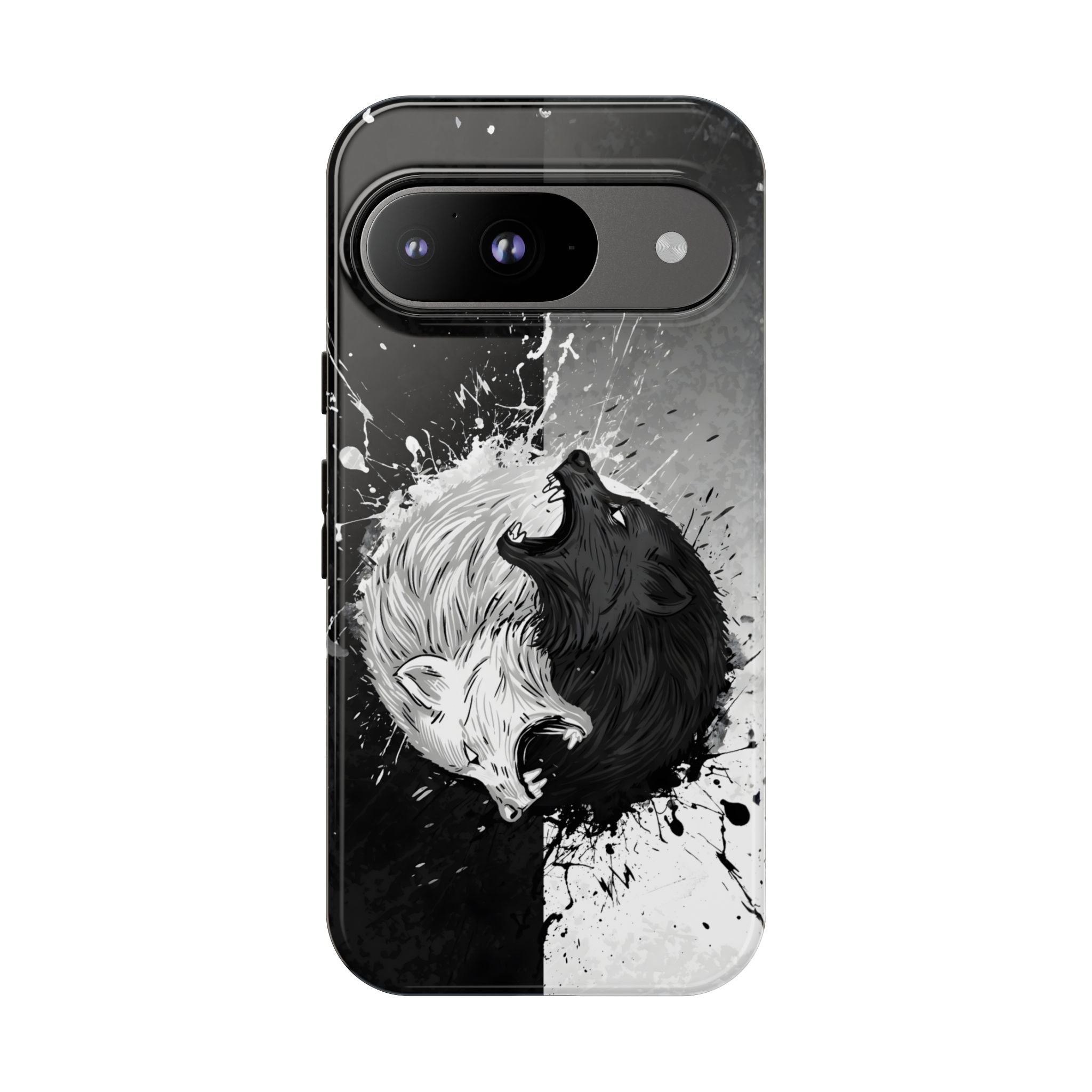 Yin Yang Wolf Phone Case - Dual Layer Protective Cover Google Pixel 9 Glossy Tough Cases