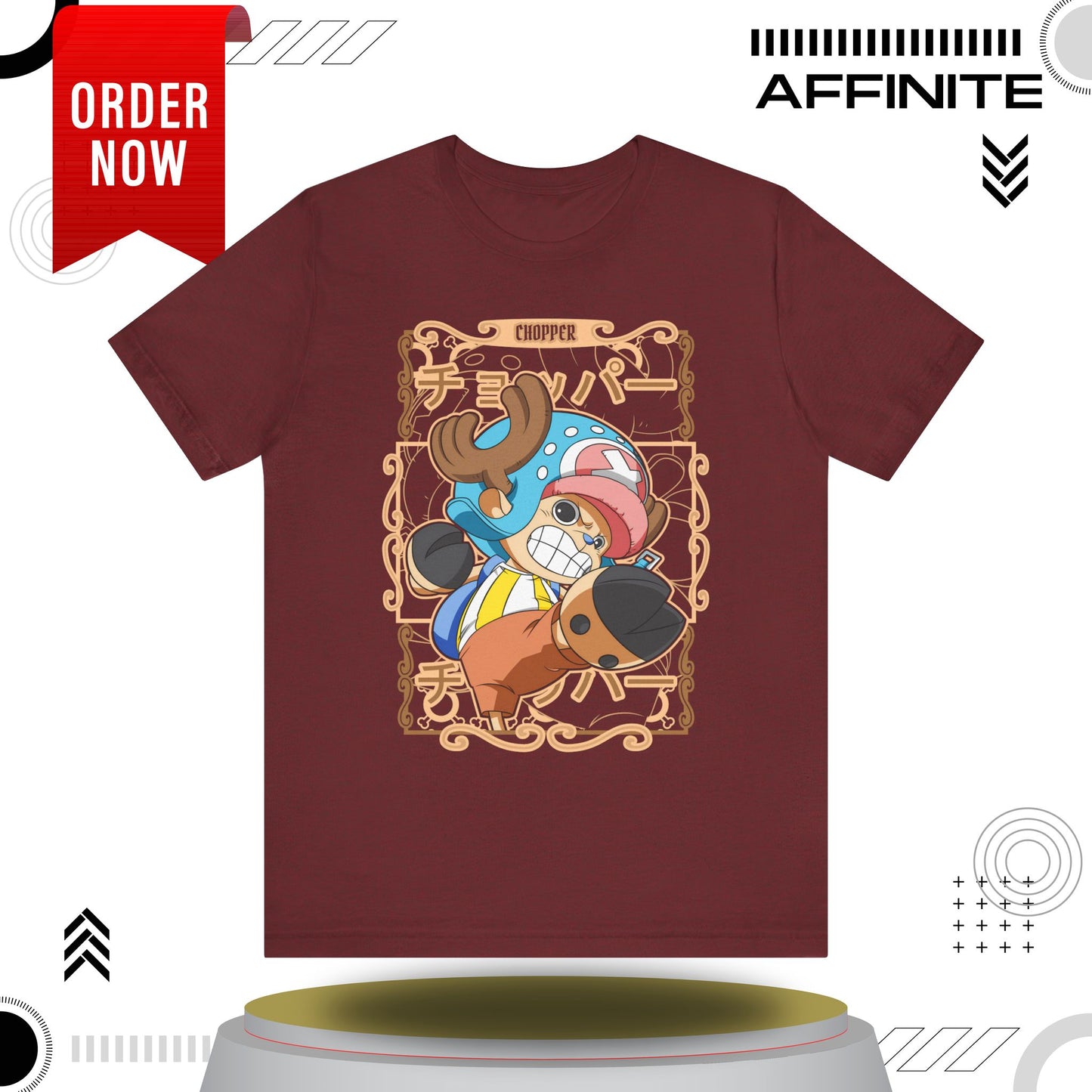 T-Shirt Anime-Inspired Unisex Short Sleeve Tee - 100% Cotton Chopper T-Shirt by Bella+Canvas Heather Cardinal