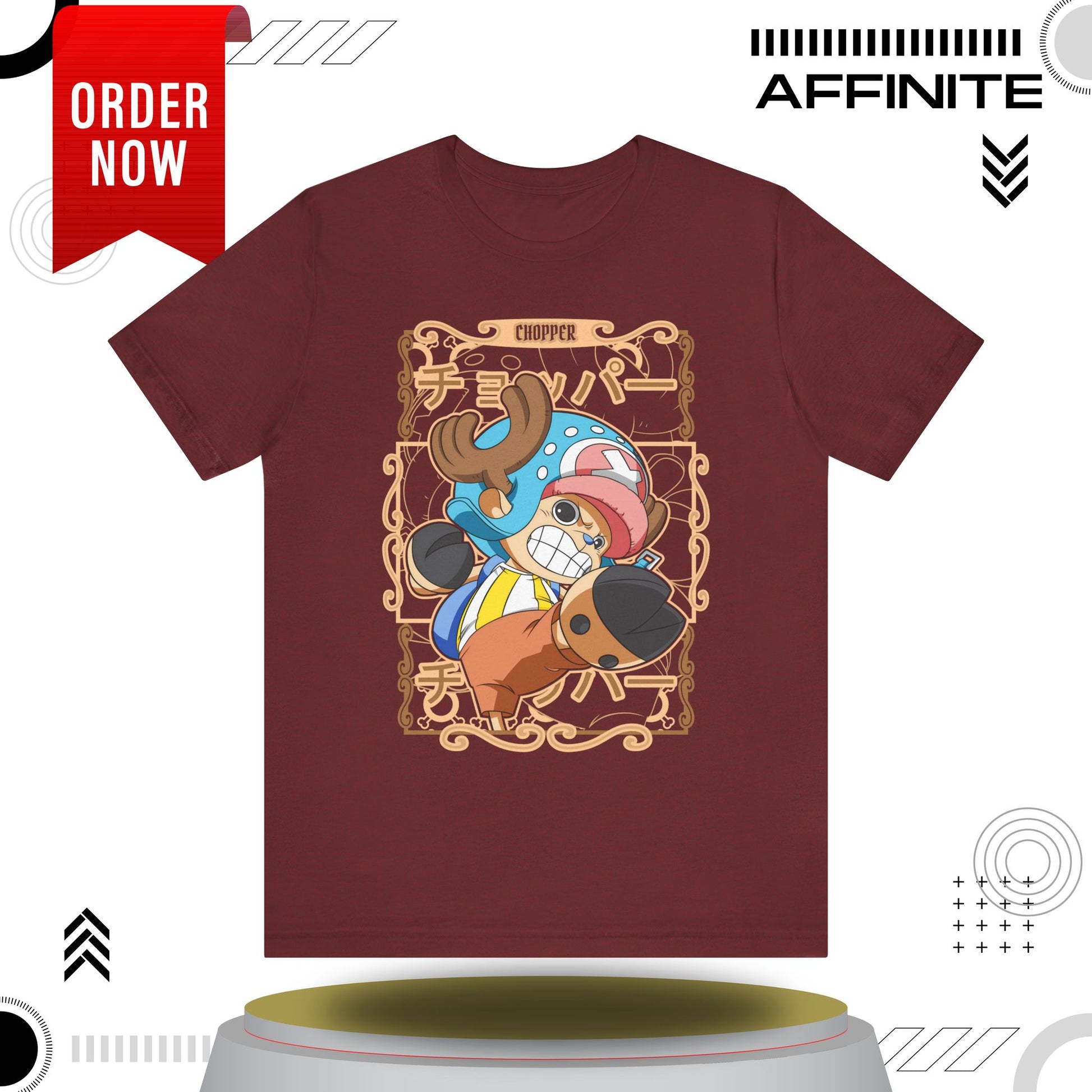 T-Shirt Anime-Inspired Unisex Short Sleeve Tee - 100% Cotton Chopper T-Shirt by Bella+Canvas Heather Cardinal