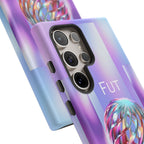 Futuristic Gradient Tough Case – 'Future is Now' 3D Design | Shockproof & UV Protected
