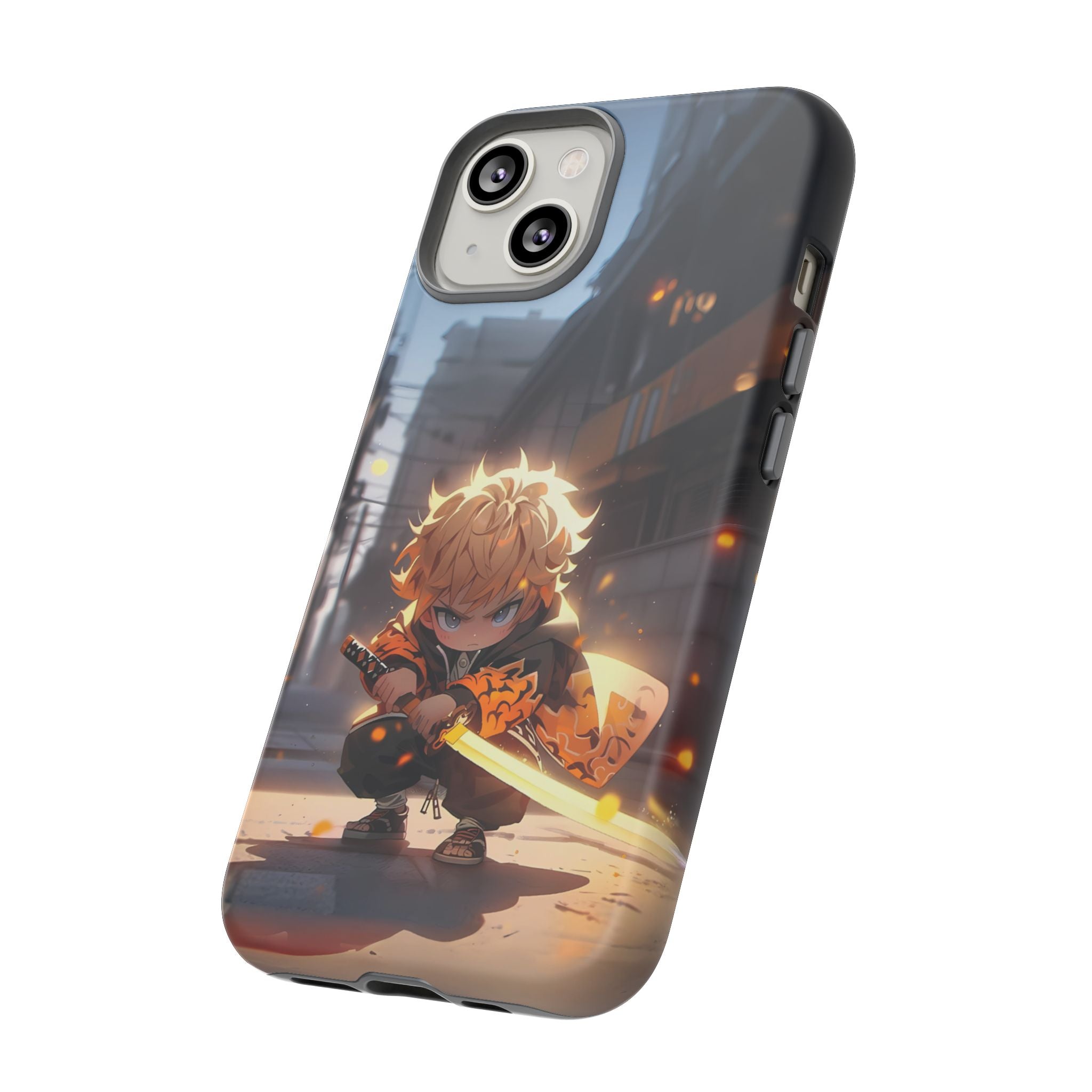 Chibi Zenitsu Lightning Tough Phone Case – Anime Protective Case for iPhone & Samsung, UV Resistant, Durable & Stylish