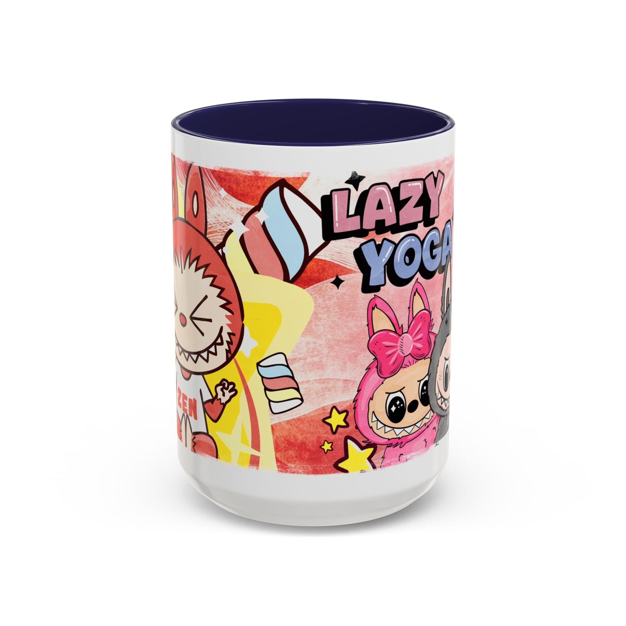 Lazy Yoga Labubu Cartoon Accent Coffee Mug - Fun and Playful Design for Coffee Lovers