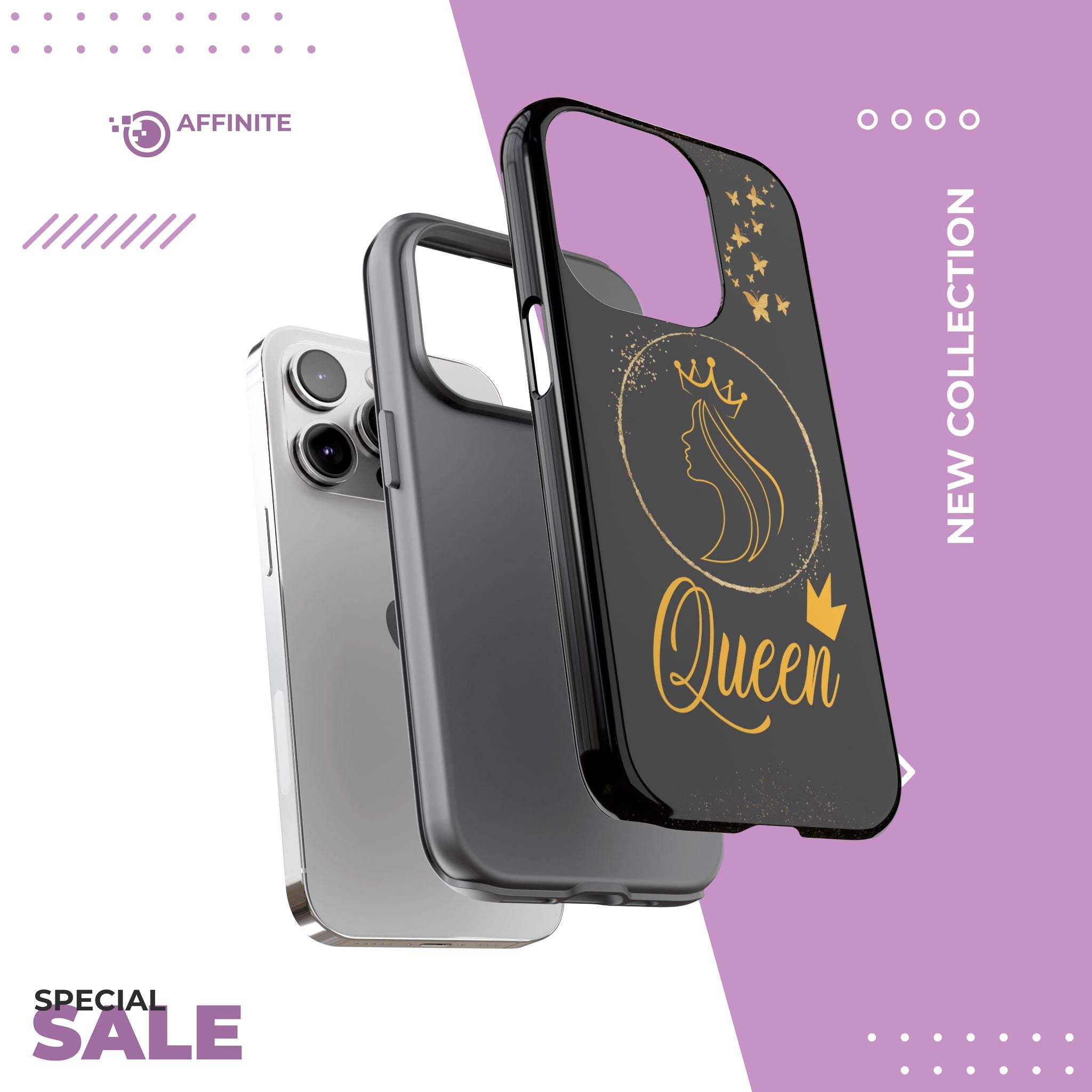 Tough Case Queen Phone Case – Matte & Glossy Crown Design for iPhone, Samsung & Pixel