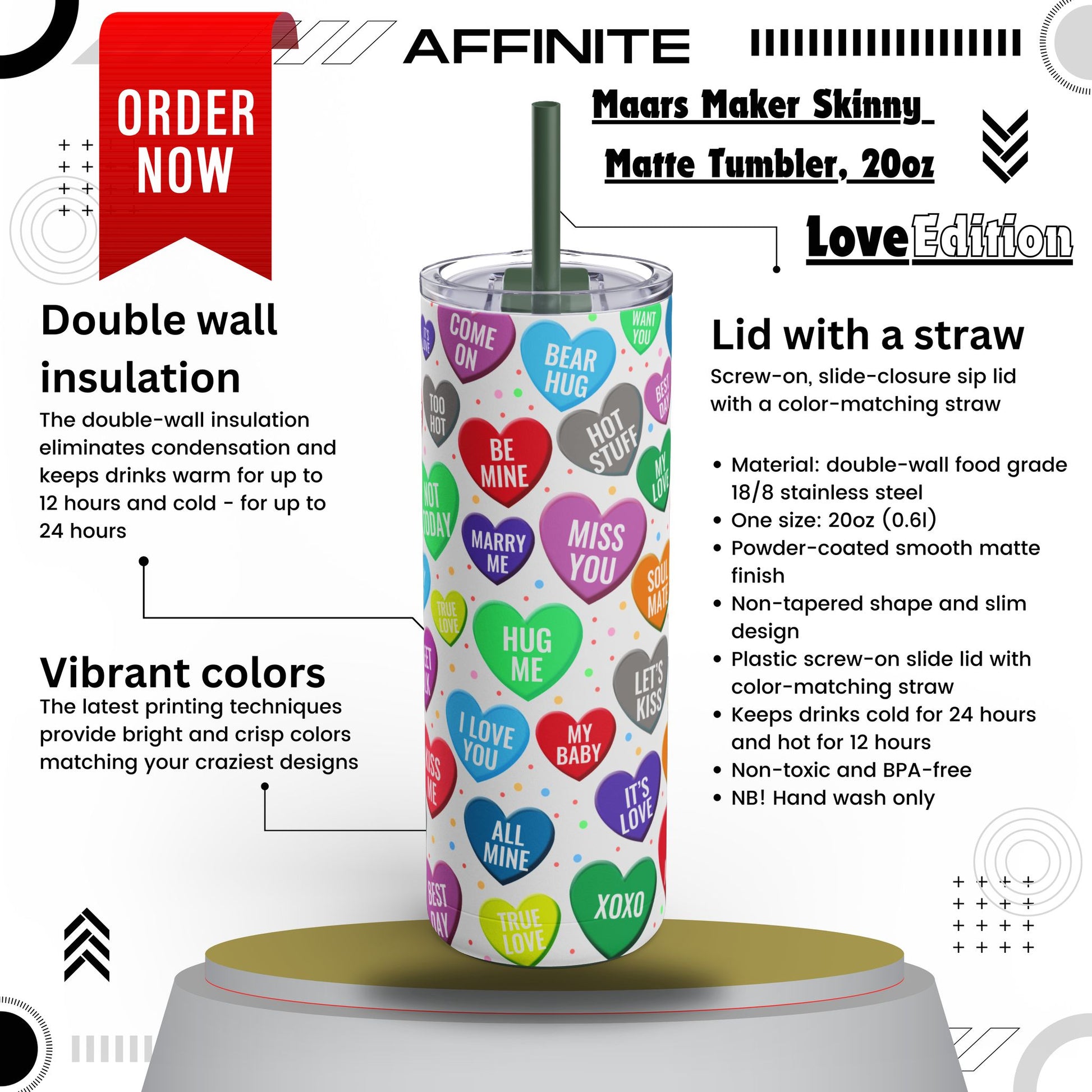 Tumblers Matte Tumbler Cup Love 20oz Pine Needle 20oz Matte